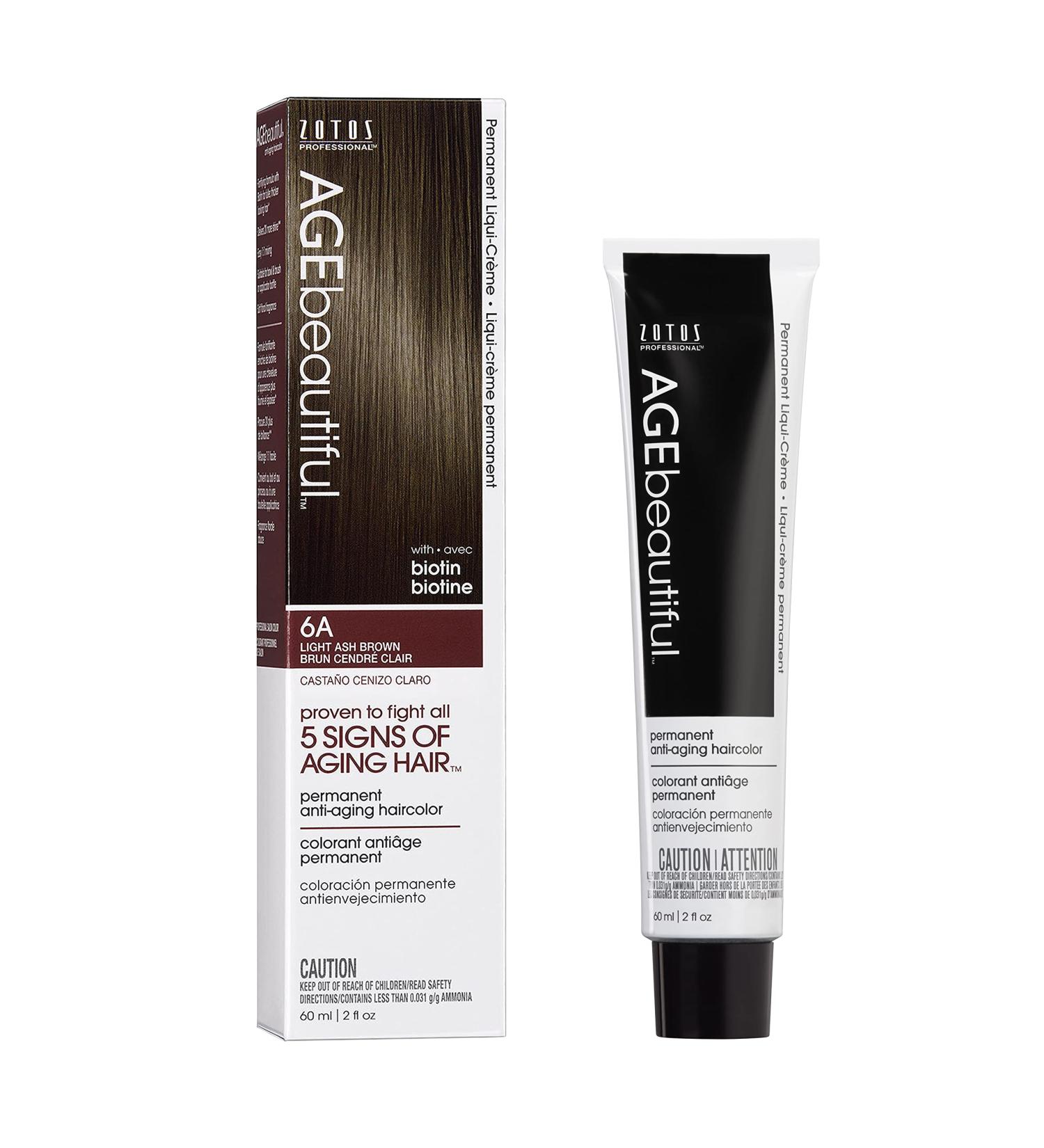 AGEbeautiful 6A Light Ash Brown Hair Color Dye | Professional Anti-Aging Formula for 100% Gray Coverage - Buy Online on GoSupps.com