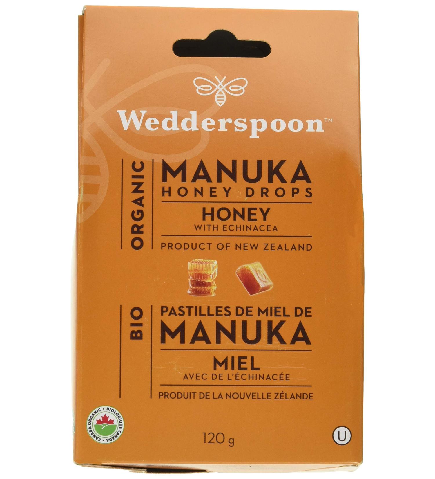 Wedderspoon Organic Manuka Honey Drops Honey & Echinacea 20 Count (Pack of 1) | Genuine New Zealand Honey | Perfect Remedy For Dry Throats Honey & Echinacea Sugar Candy - Buy Online on GoSupps.com