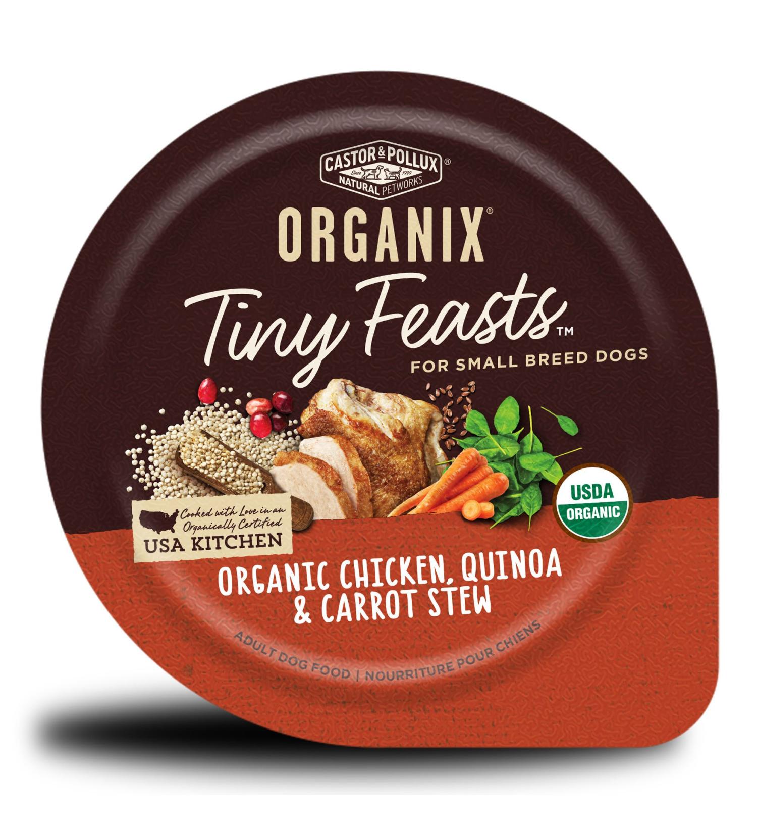Castor & Pollux Organix Tiny Feasts Organic Chicken, Quinoa & Carrot Stew for Dogs - 12 Pack (3.5 oz Each) - Buy Online on GoSupps.com