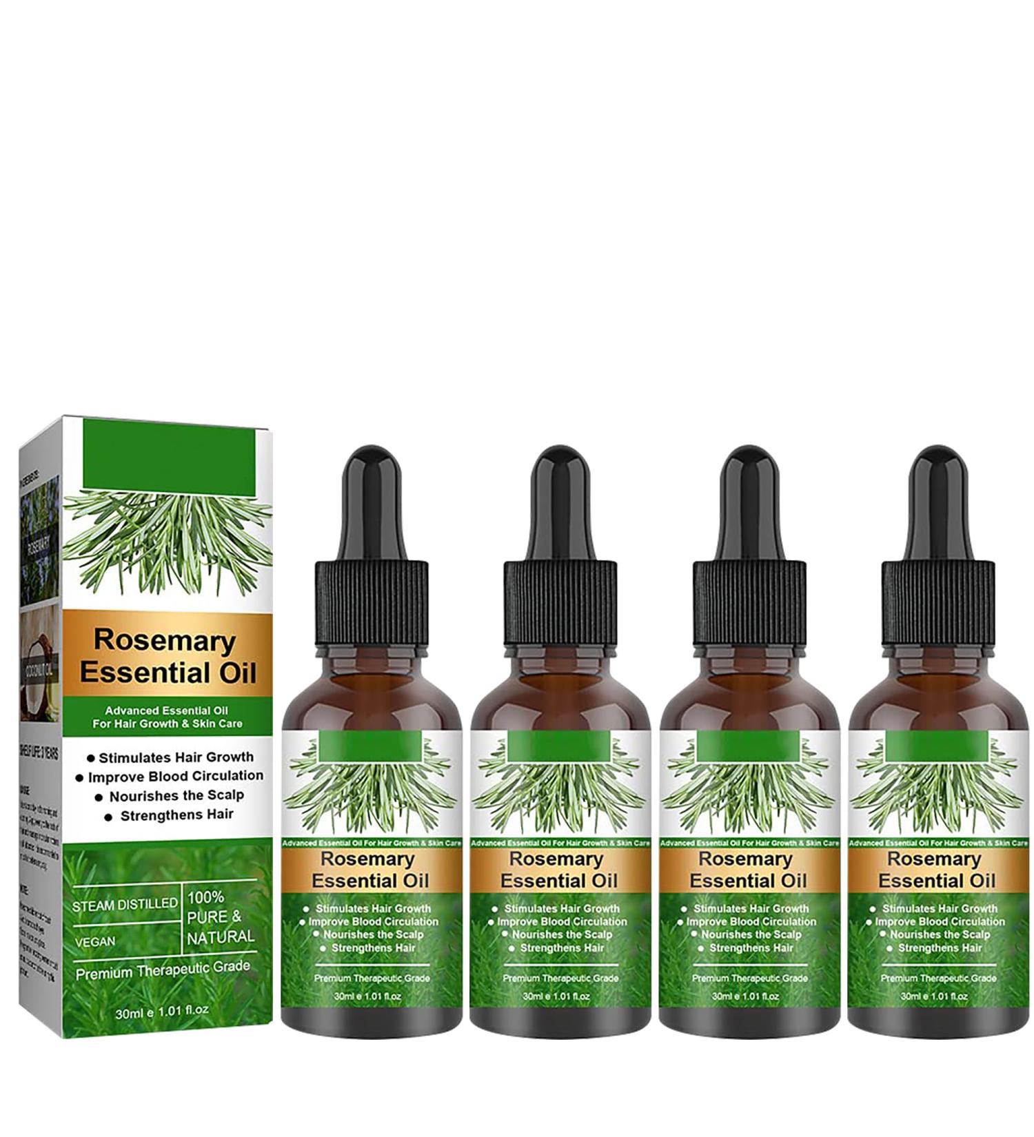 Organic Rosemary Hair Oil Combo - 4-Pack for Hair Growth & Scalp Massage | Natural Essential Oils for Skin Care & Aromatherapy - Buy Online on GoSupps.com