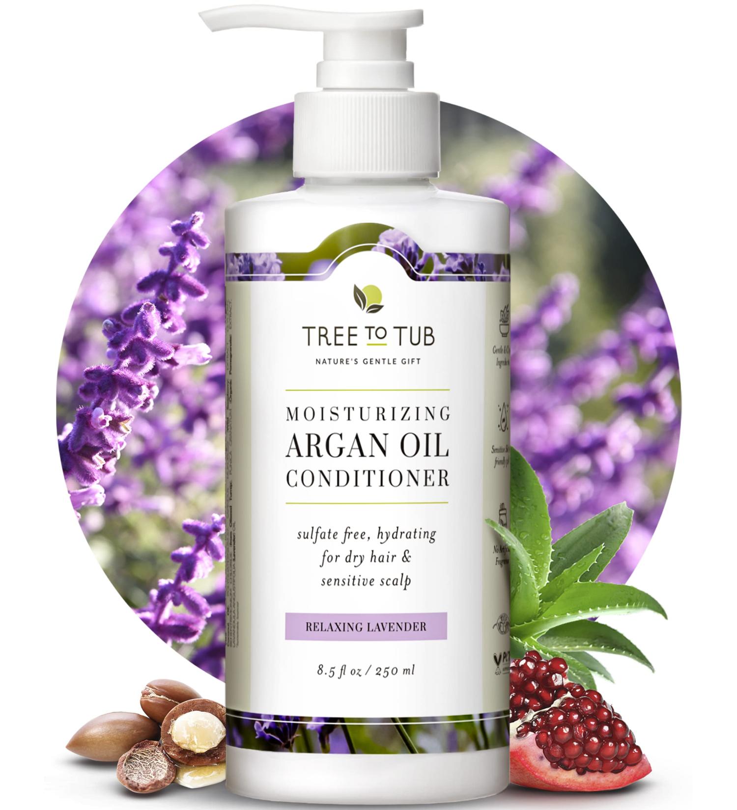 Tree To Tub Moisturizing Conditioner - Hydrating Sulfate-Free Argan Oil, Vegan Hair Moisturizer with Organic Coconut Oil & Lavender 8.5 Fl Oz - Buy Online on GoSupps.com
