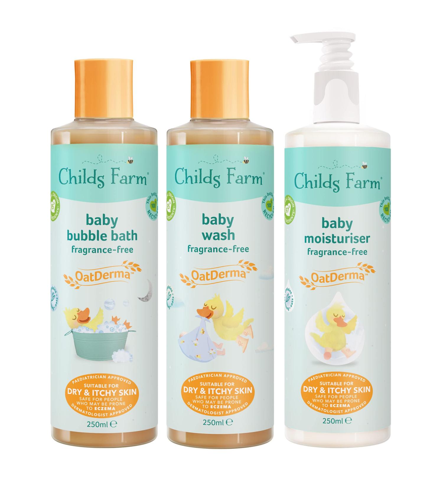 Childs Farm Baby OatDerma Regime Bundle - 250ml Wash & Bubbles for Newborns with Dry, Itchy, Eczema-Prone Skin - Buy Online on GoSupps.com