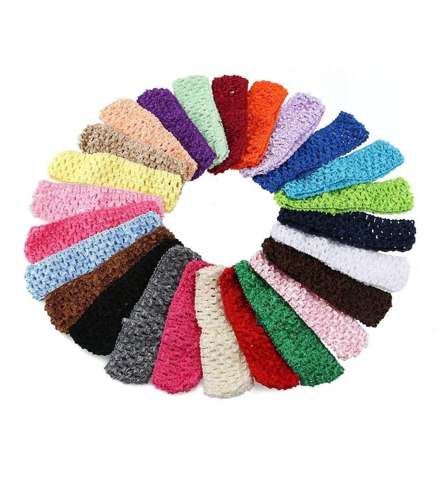 Colourful Crochet Elastic Headbands in 25 Colors - Hair Accessories for DIY Head Bows and Flower Designs - Buy Online on GoSupps.com