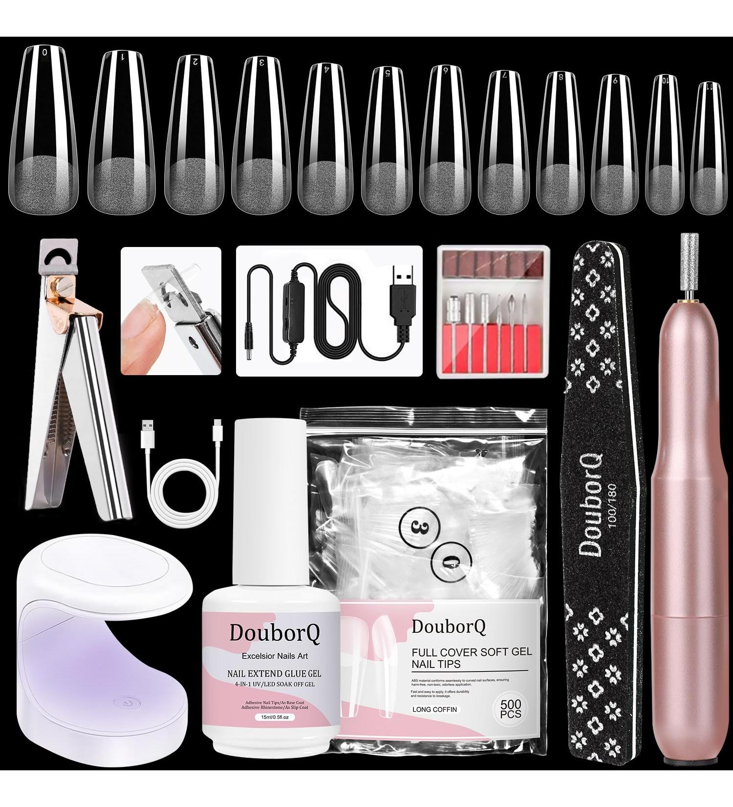 Major Dijit Gel X Nail Kit | Complete Beginner Gel Nail Set with Drill 4-in-1 Glue Gel 500 Long Coffin Tips & UV Lamp for Nail Art - Ship Worldwide - Buy Online on GoSupps.com