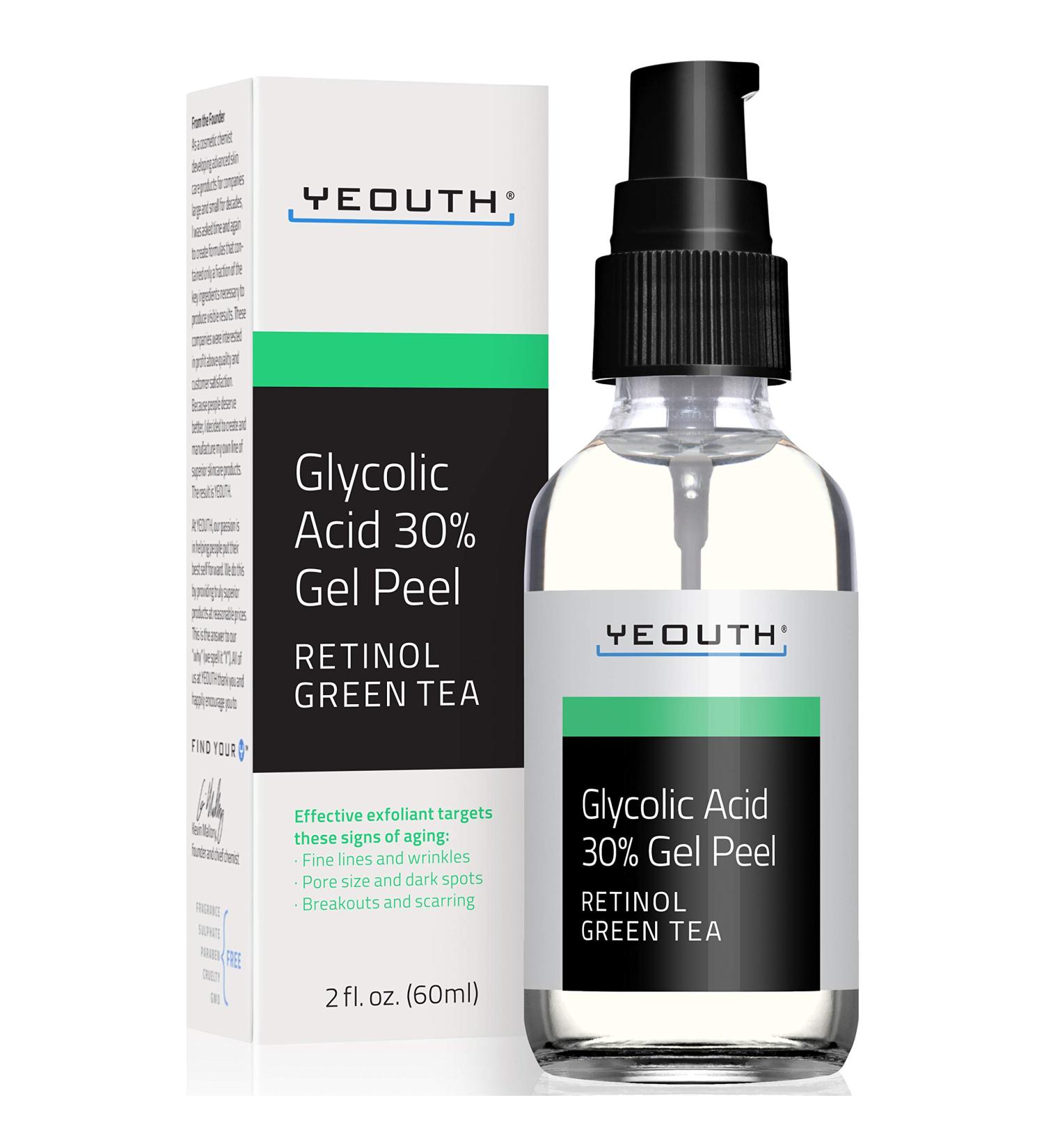 Yeouth Glycolic Acid 30% Gel Peel - Exfoliating Facial Peel | 2 fl oz (60 ml) - Buy Online on GoSupps.com