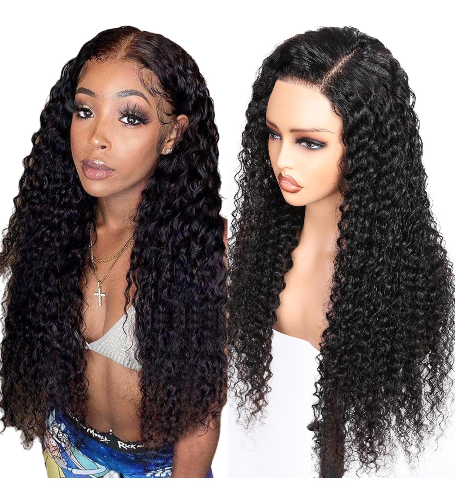 26 Inch Deep Curly 5X5 Glueless Wig for Black Women - Brazilian Human Hair Pre Cut Lace Front Wig - Beginner Friendly - 180 Density - Buy Online on GoSupps.com