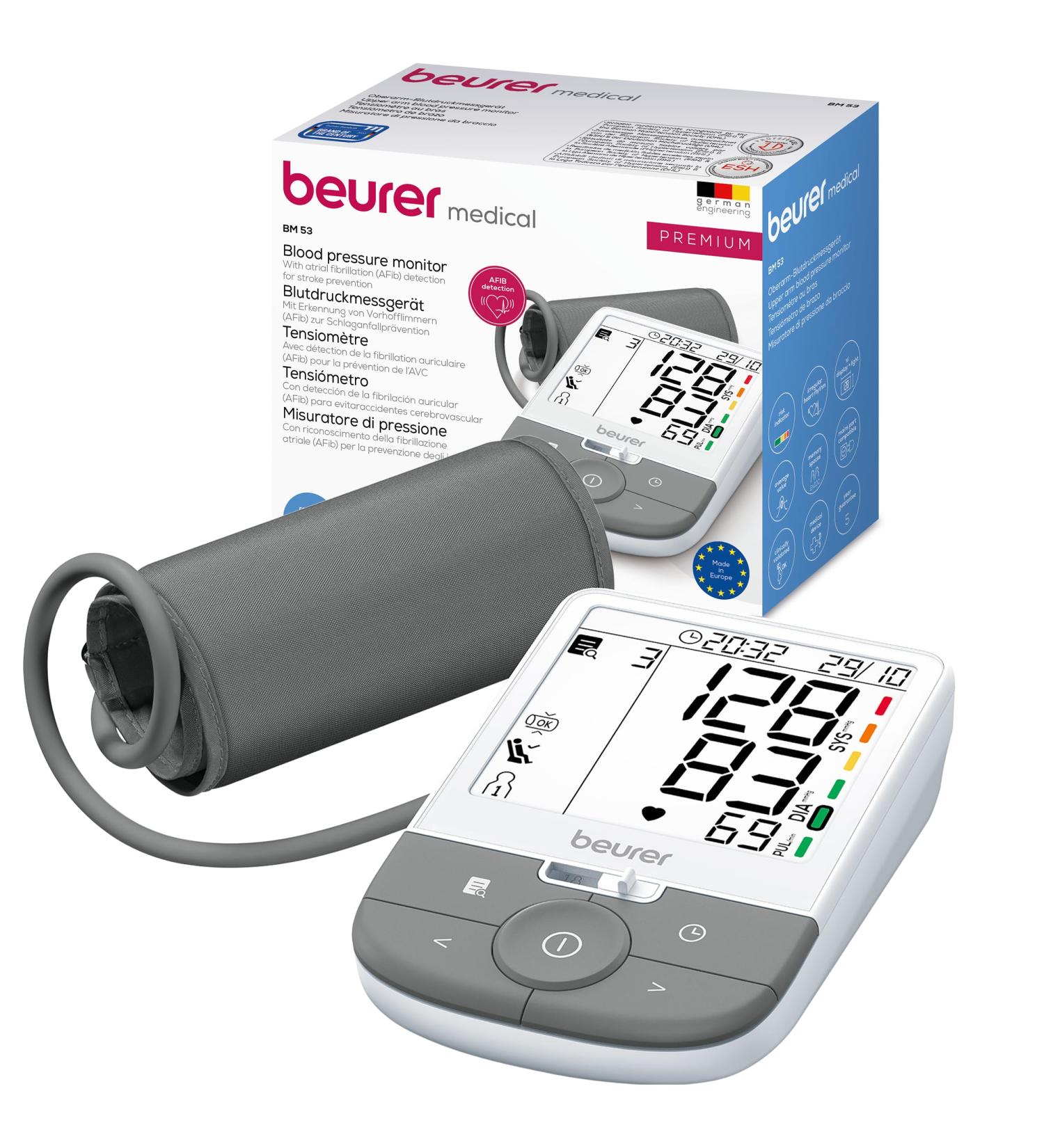 Buy Beurer BM 53 Upper Arm Blood Pressure Monitor - Clinically Validated AFIB Detection XL Display Europe Made Fast International Shipping - Buy Online on GoSupps.com