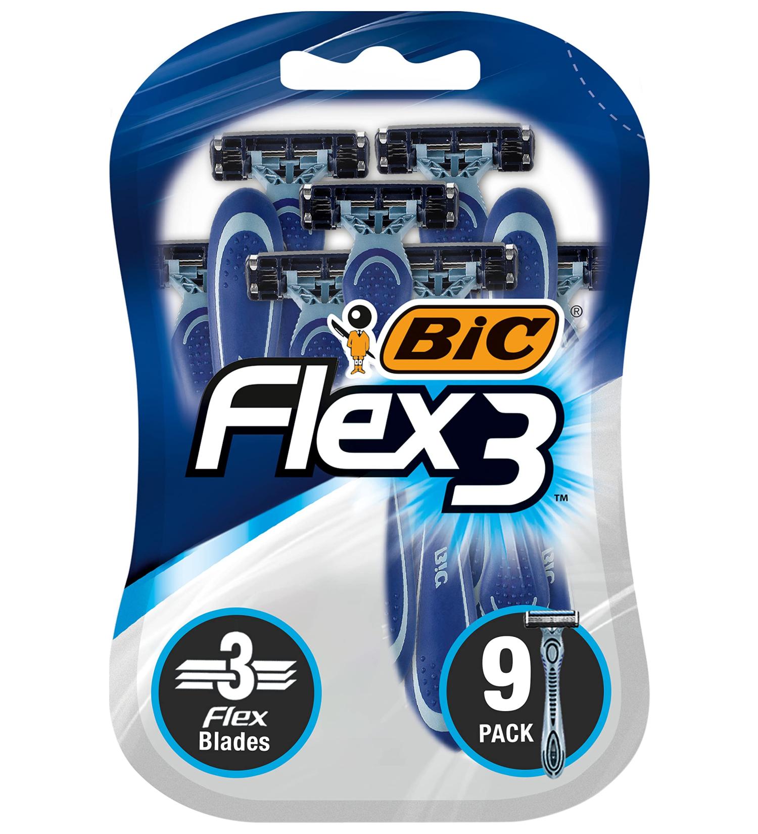 BIC Flex3 Men's Disposable Razors - 9 Razors Bundle Pack | Smooth and Comfortable Shave - Buy Online on GoSupps.com