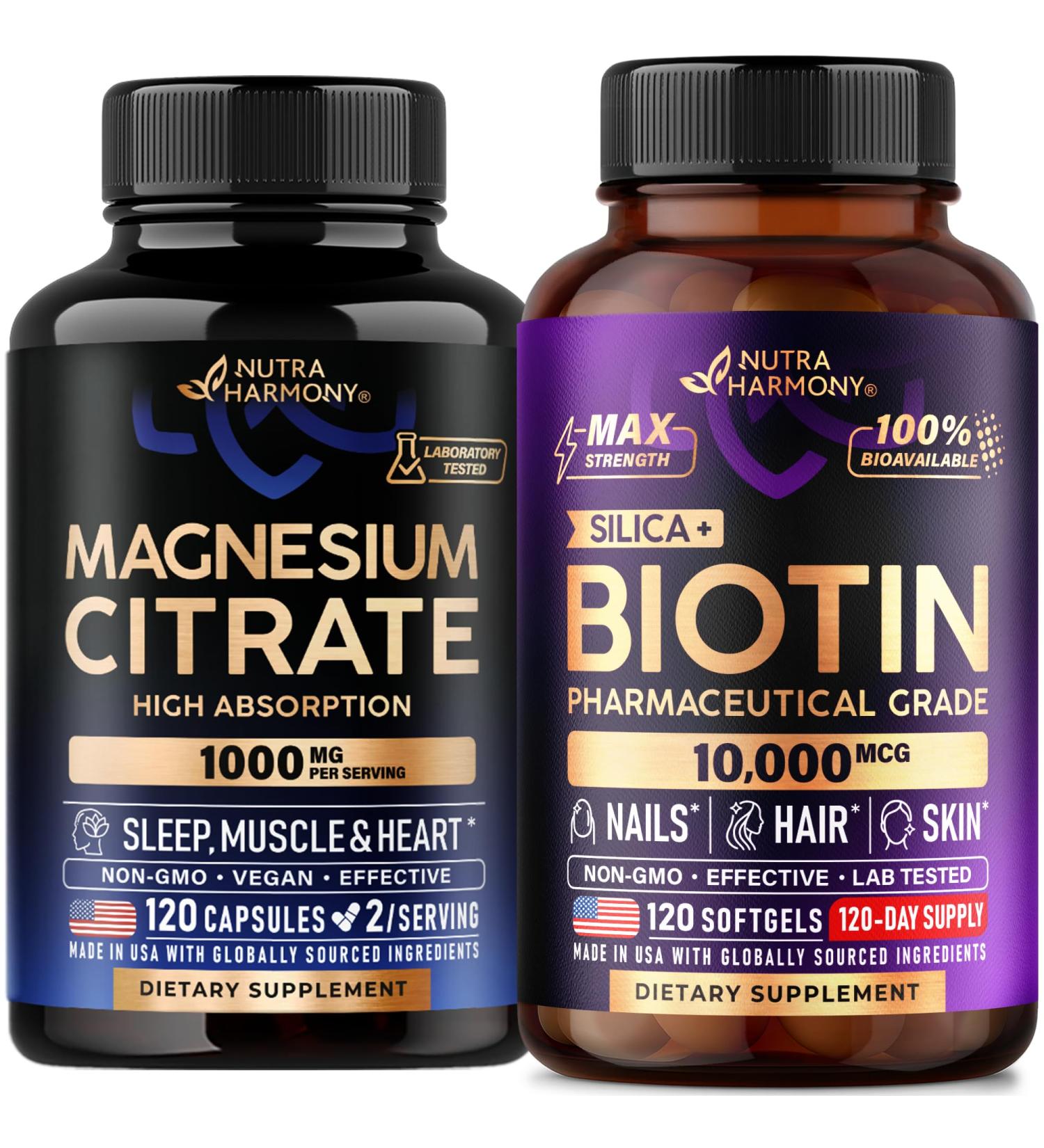 Magnesium Citrate Capsules & Biotin with Silicon Softgels