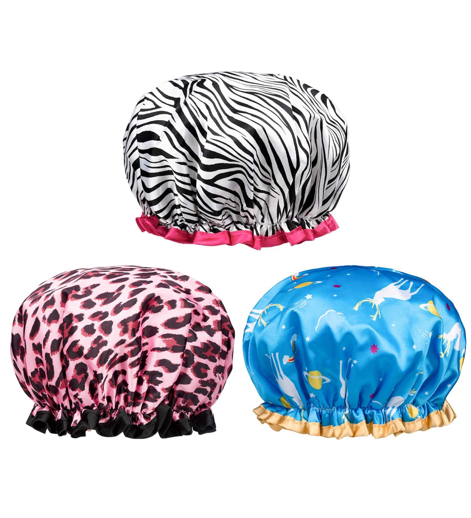 POPCHOSE Large Waterproof Shower Cap for Women - Stylish Satin Hair Bonnet for Long Hair - Buy Online on GoSupps.com