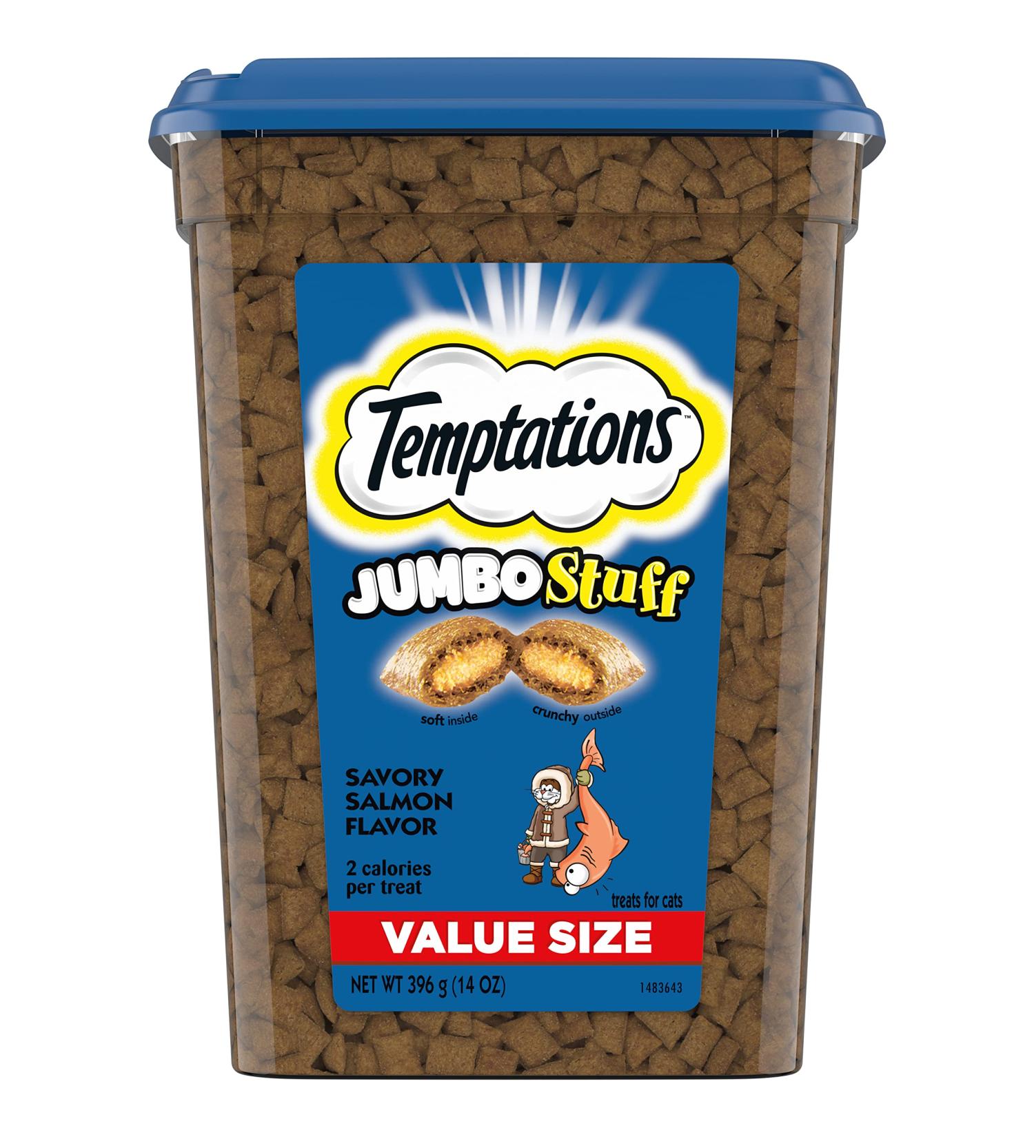 TEMPTATIONS Jumbo Stuff Cat Treats - Savory Salmon - Large Cat Treats 14oz (Pack of 1) - Buy Online on GoSupps.com