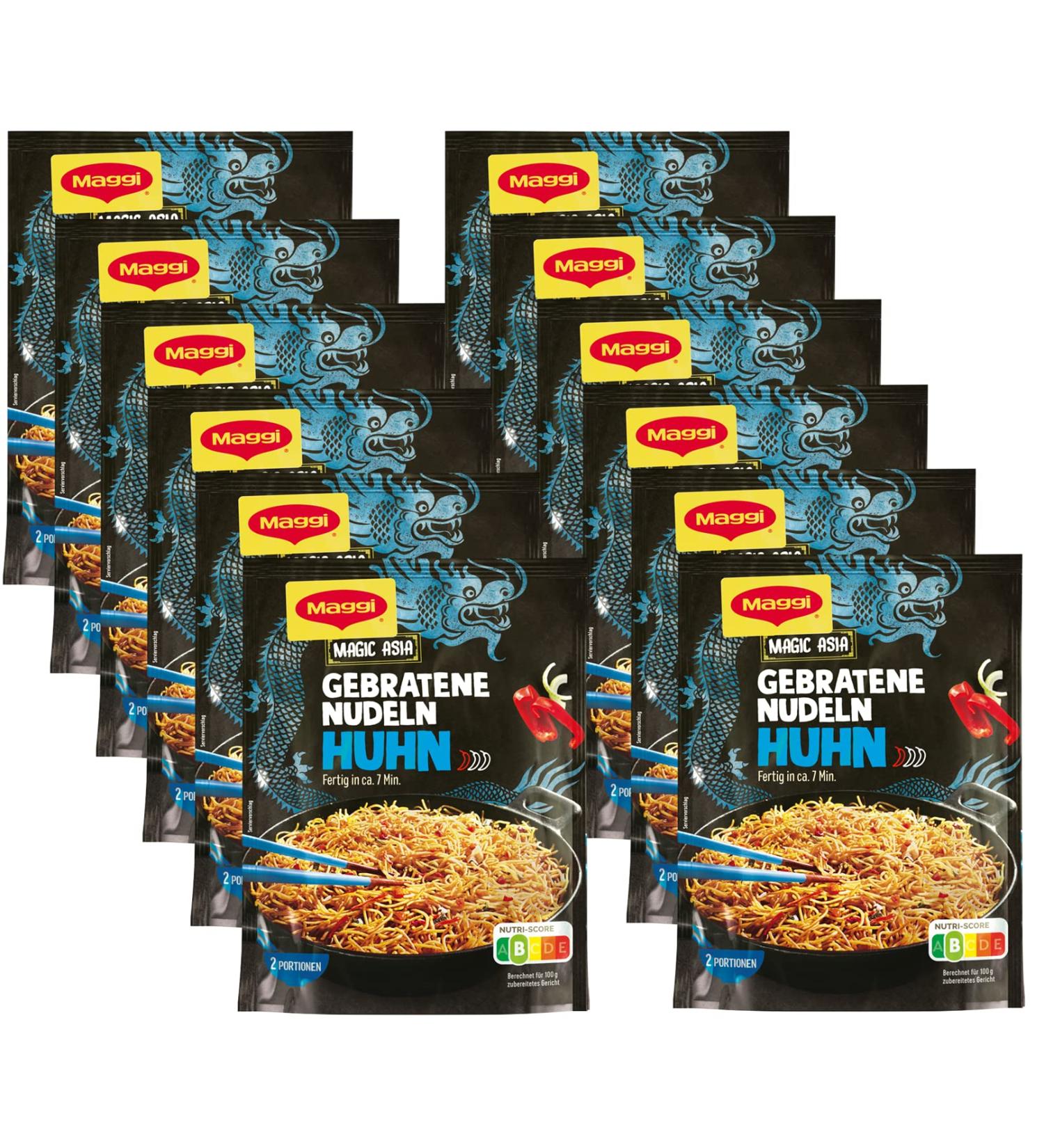 Maggi Asia gebratene Pasta with chicken 12 pack (12 x 121 g Sachets) - Buy Online on GoSupps.com