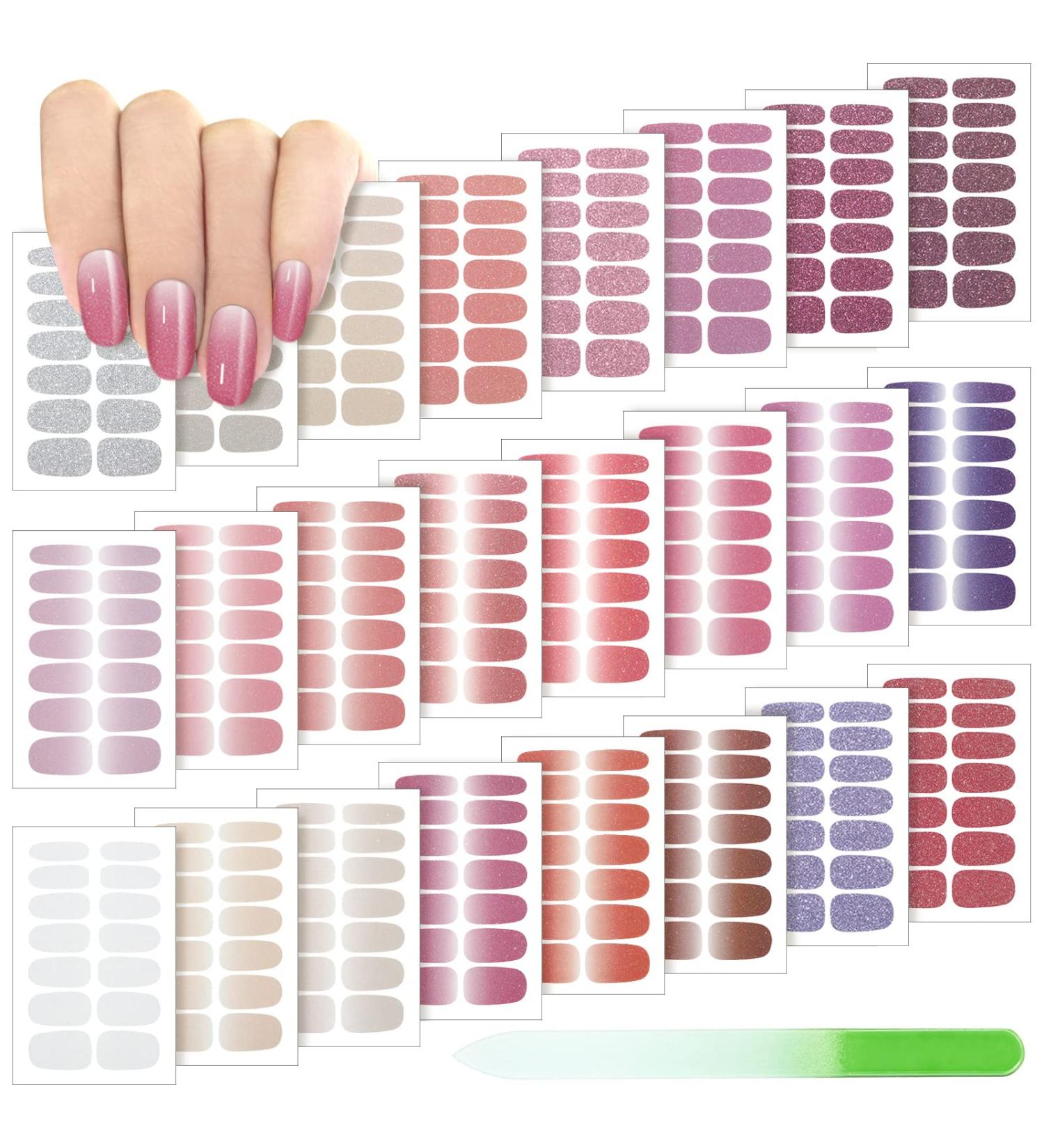 Elegant Style Nail Polish Stickers - 336 Pieces Self-Adhesive Gel Nail Strips with Nail File for DIY Nail Art | Full Wrap Nail Strips for Women and Girls - Buy Online on GoSupps.com