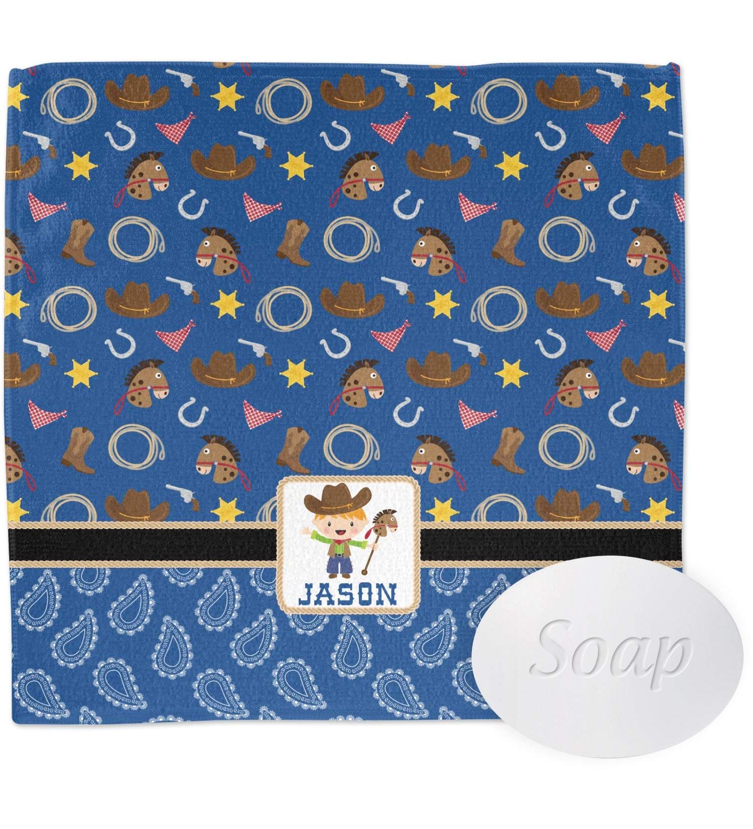 YouCustomizeIt Personalized Blue Western Washcloth - Customizable Gifts for Everyone | International Shipping Available - Buy Online on GoSupps.com