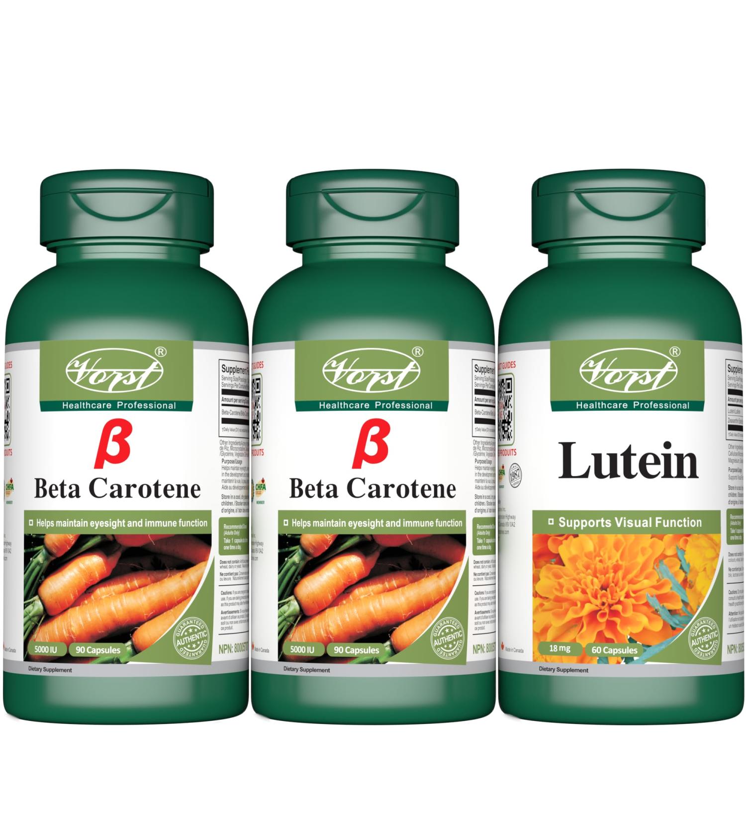 VORST Beta Carotene x 2 Bottles and Lutein x 1 Bottle - Buy Online on GoSupps.com