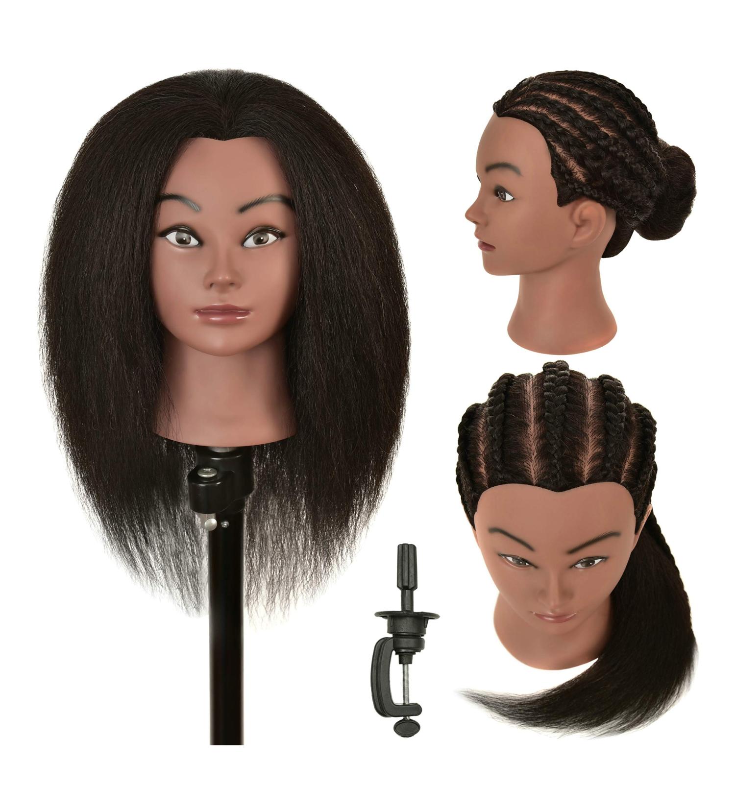 RIHANNAHAIR 100% Real Human Hair Mannequin Head with Stand - Cosmetology Practice Manikin for Braiding, Styling, Coloring, and Cutting - Buy Online on GoSupps.com