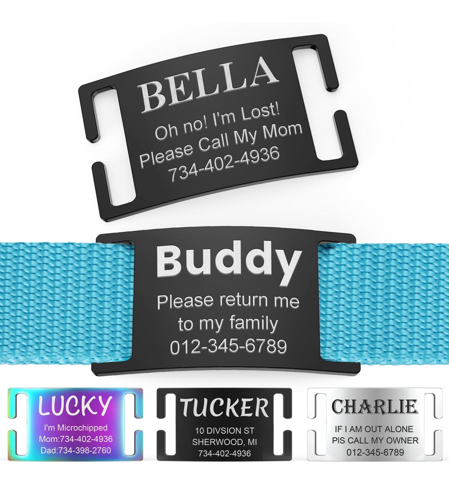 Personalized Yhananti Dog Tag - Engraved Stainless Steel Pet ID for Dogs Cats & Puppies (XL Black) - Custom Name Phone & Address - Buy Online on GoSupps.com