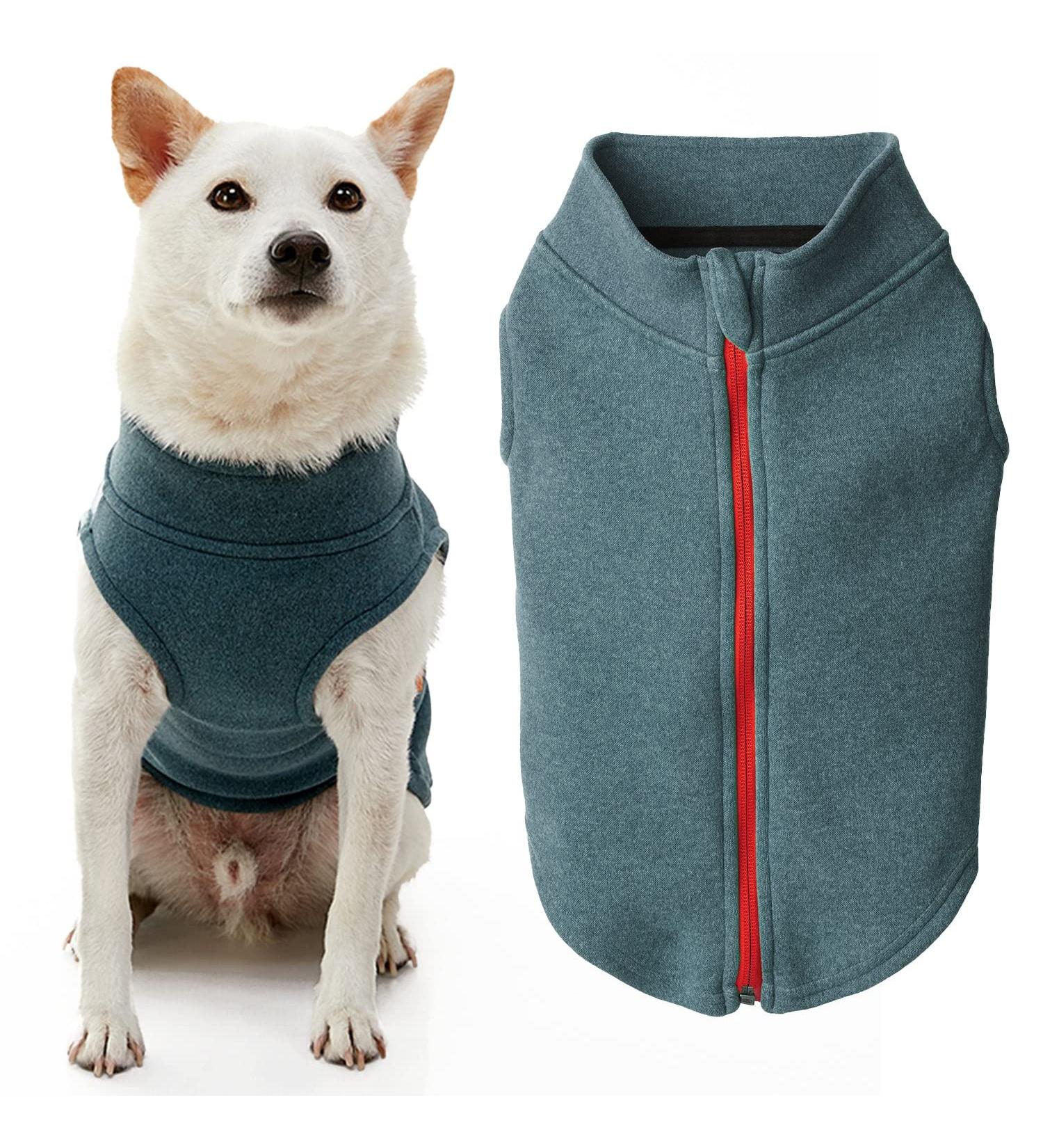 Gooby Zip Up Microfiber Fleece Dog Sweater - Turquoise, Small - Winter Step-in Jacket for Small and Medium Dogs - Buy Online on GoSupps.com