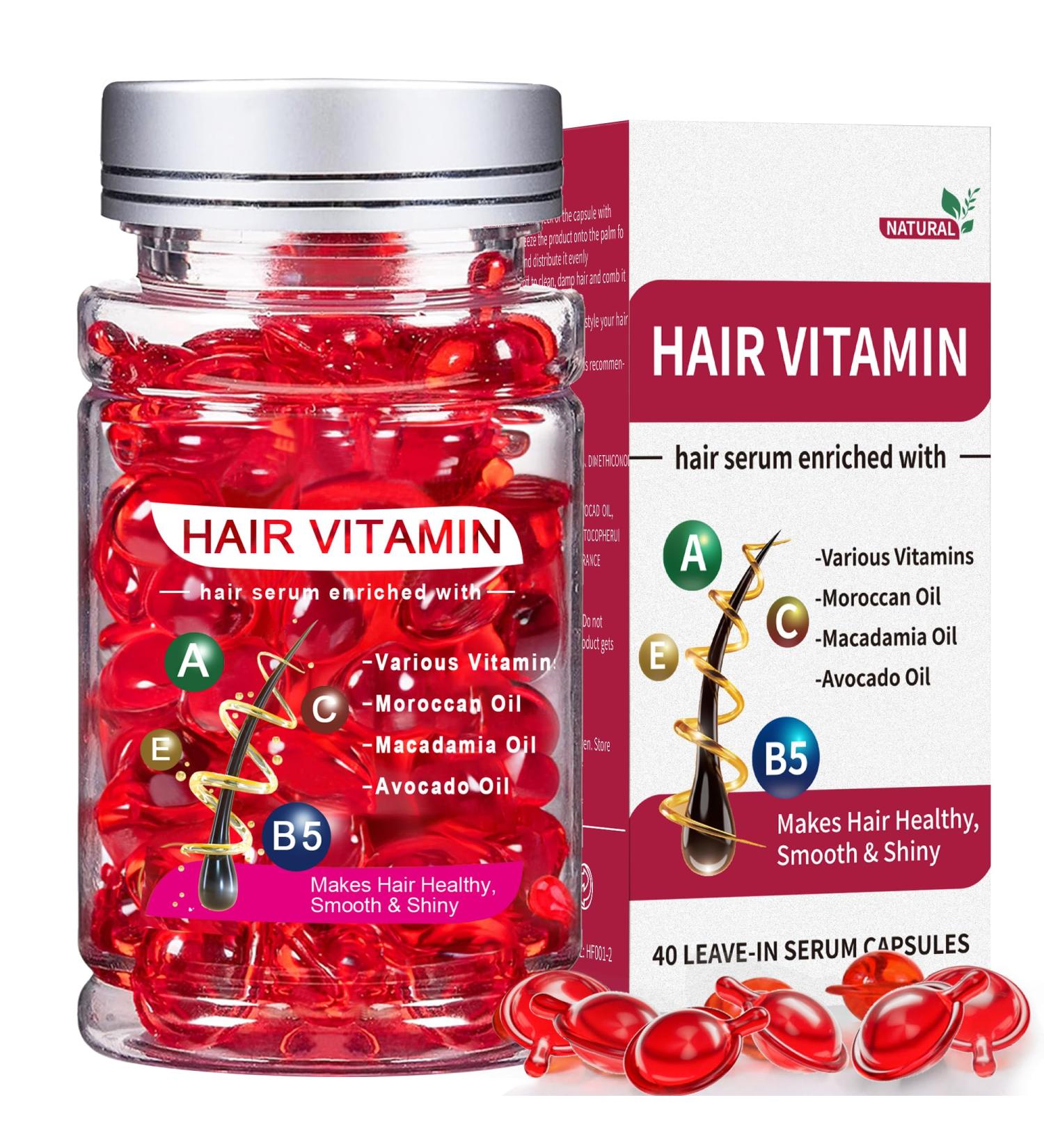 Buy Hair Serum for Frizzy & Dry Hair - Argan Avocado & Moroccan Oil Treatment - Vitamin-Packed Hair Oil Capsules (40 Caps) for Damaged Hair - Buy Online on GoSupps.com