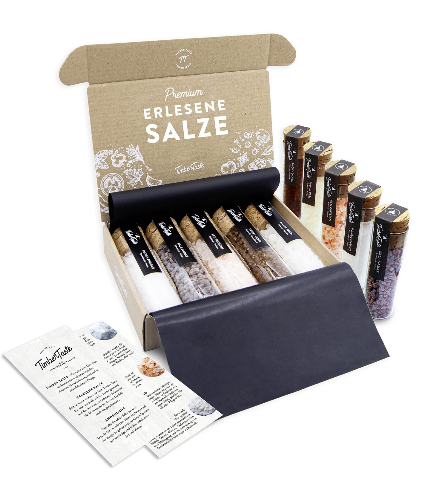 Timber Taste Gourmet Salt Spice Gift Set - Exquisite 5 Salts from Around the World - Perfect Birthday Gift for Women & Men - Unique Salt Spices Set for Adults - Buy Online on GoSupps.com