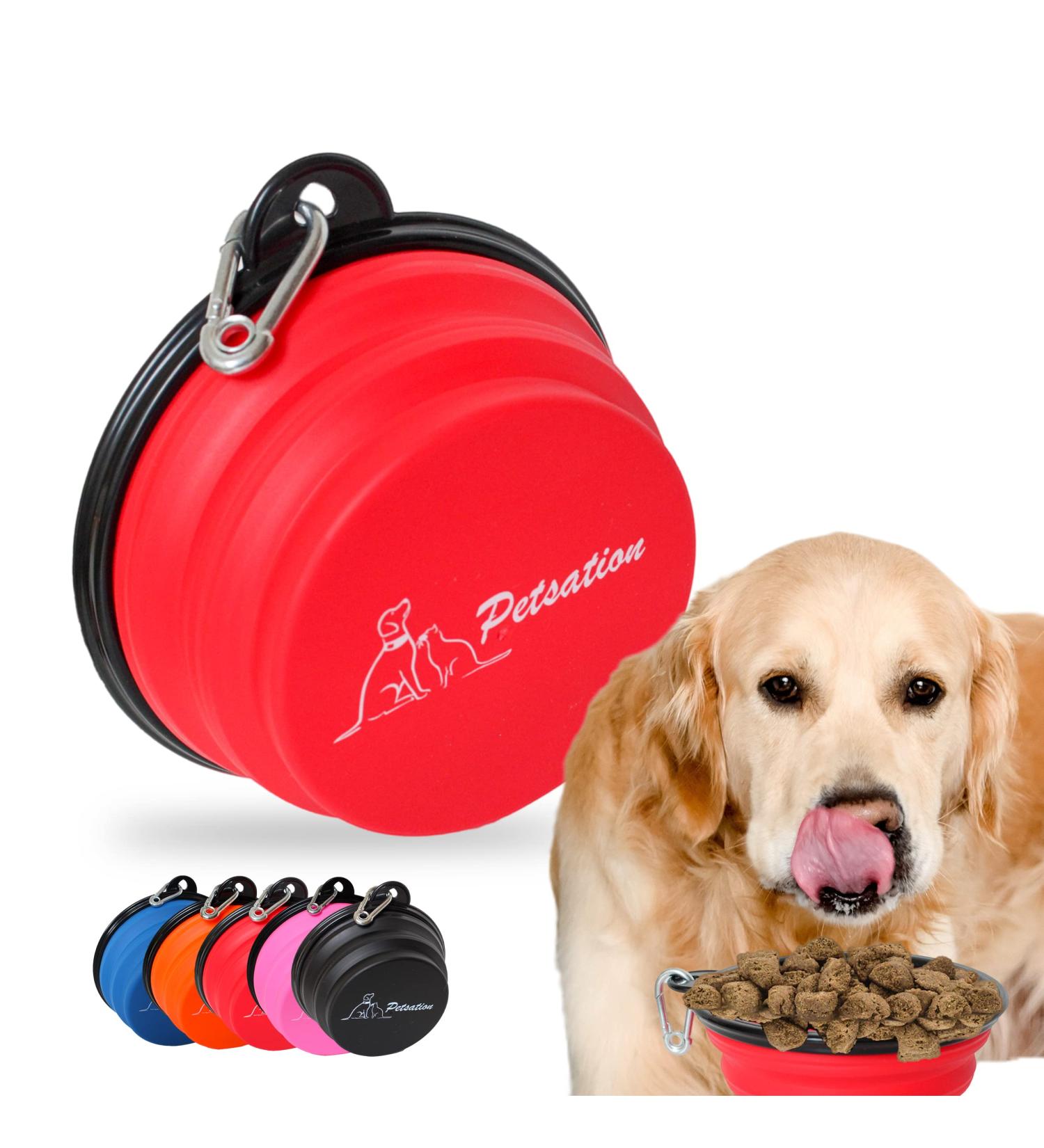 Petsation Foldable Dog Bowl - Original 1000ml & 350ml Travel Food & Water Bowl for Dogs - Ideal for On-the-Go Feeding - Red - Buy Online on GoSupps.com