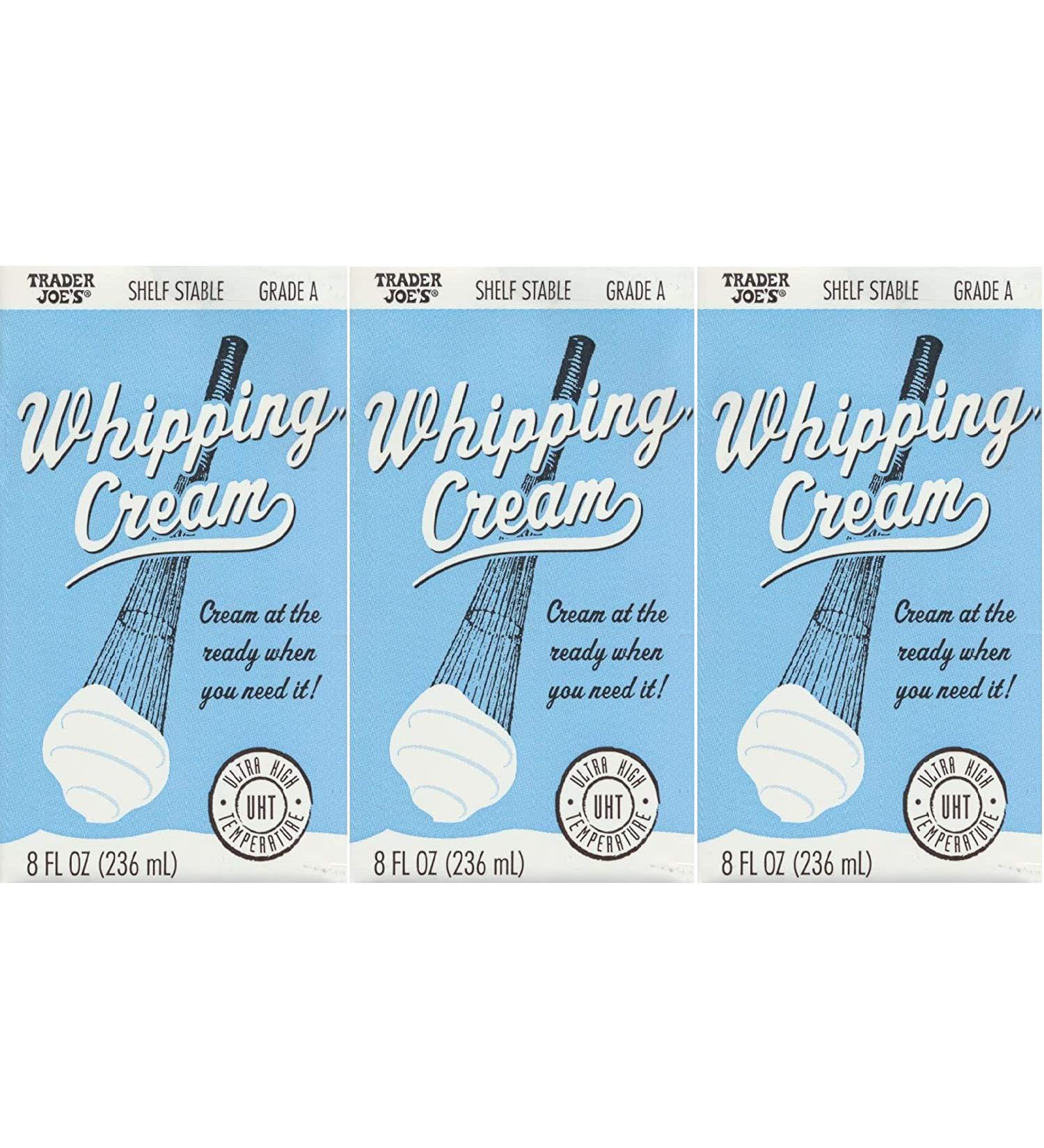 Trader Joe's Shelf Stable Whipping Cream 8oz - 3 Pack | UHT Room Temperature Cream Ready to Use - Buy Online on GoSupps.com