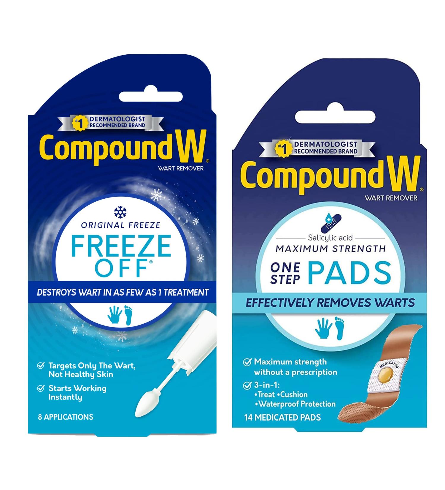 Compound W Freeze Off Wart Remover - 8 Applications & 14 One Step Pads - Buy Online on GoSupps.com