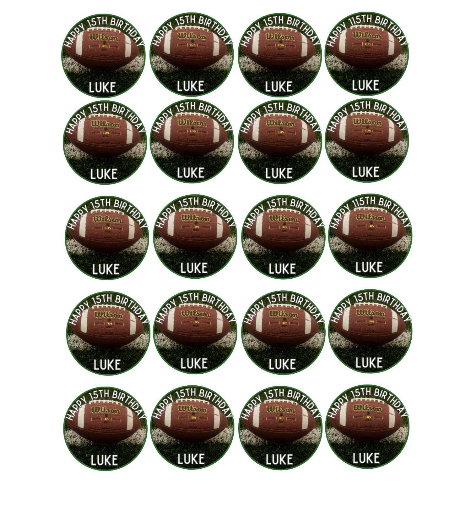 edible 20 x Rugby theme cupcake toppers UNCUT BIRTHDAY/ (icing paper)