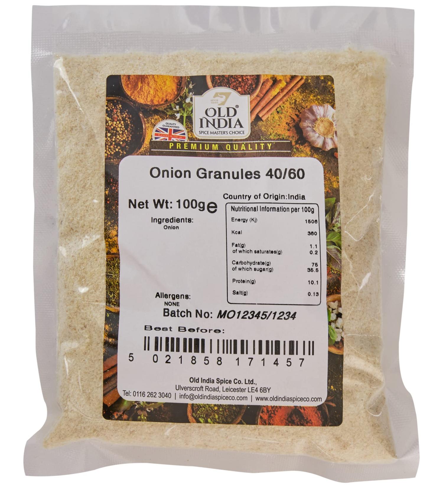 Old India Onion Granules 40/60 100g - Premium Quality Spice for Cooking (Pack of 1) - Buy Online on GoSupps.com