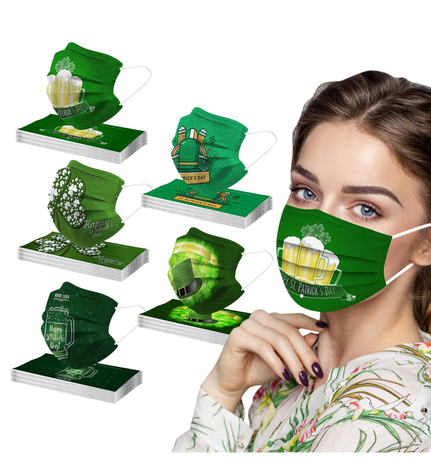 50PCS St Patricks Day Disposable Face_M sks for Adults 3-Layer Breathable Protection Holiday Party Decorations for Women Men - Buy Online on GoSupps.com