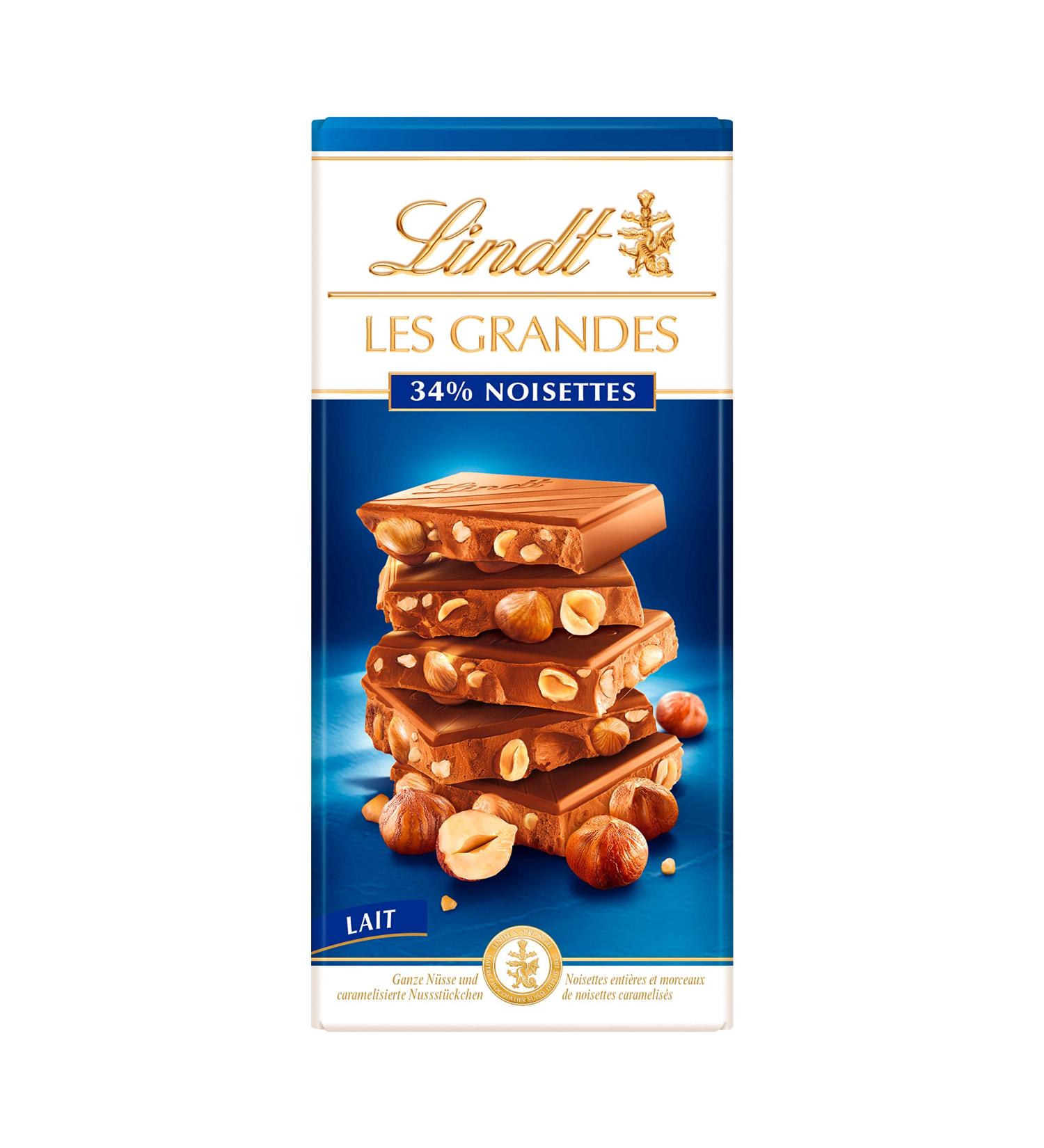 Lindt Les Grandes Milk 34% Hazelnuts 150 g - Buy Online on GoSupps.com
