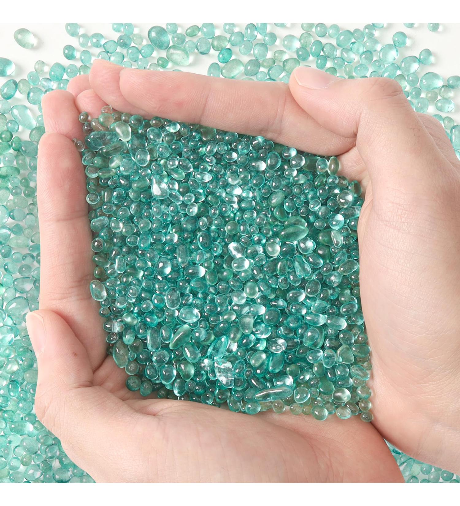 T4U Tumbled Chips Stones Crushed Green Gravels 2 LB Irregular Shaped Natural Rock Pebbles DIY Polished Rocks for Potted Plant Bonsai Vase Fillers Aquarium Decoration Aquarium Gravel Rocks 2 lb Green - Buy Online on GoSupps.com