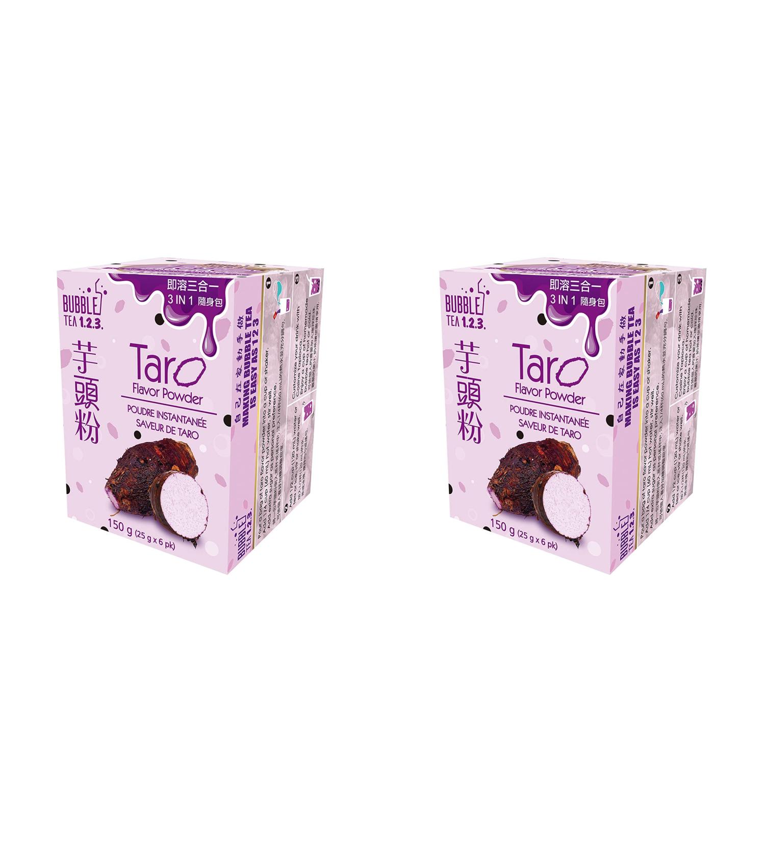 Value Pack: Bubble Tea 123 Instant Powder - Tapioca Powder - Boba Tea Pearl (Taro Pack of 2) Taro 25 g (Pack of 12)