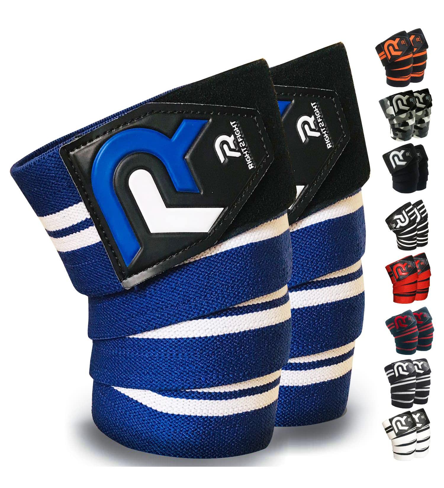 XR Knee Wraps 78 Elasticated Straps for Weightlifting | IPL & USP Approved, No-Slip Design for Squats, Powerlifting | Blue-White (Pair) - Buy Online on GoSupps.com