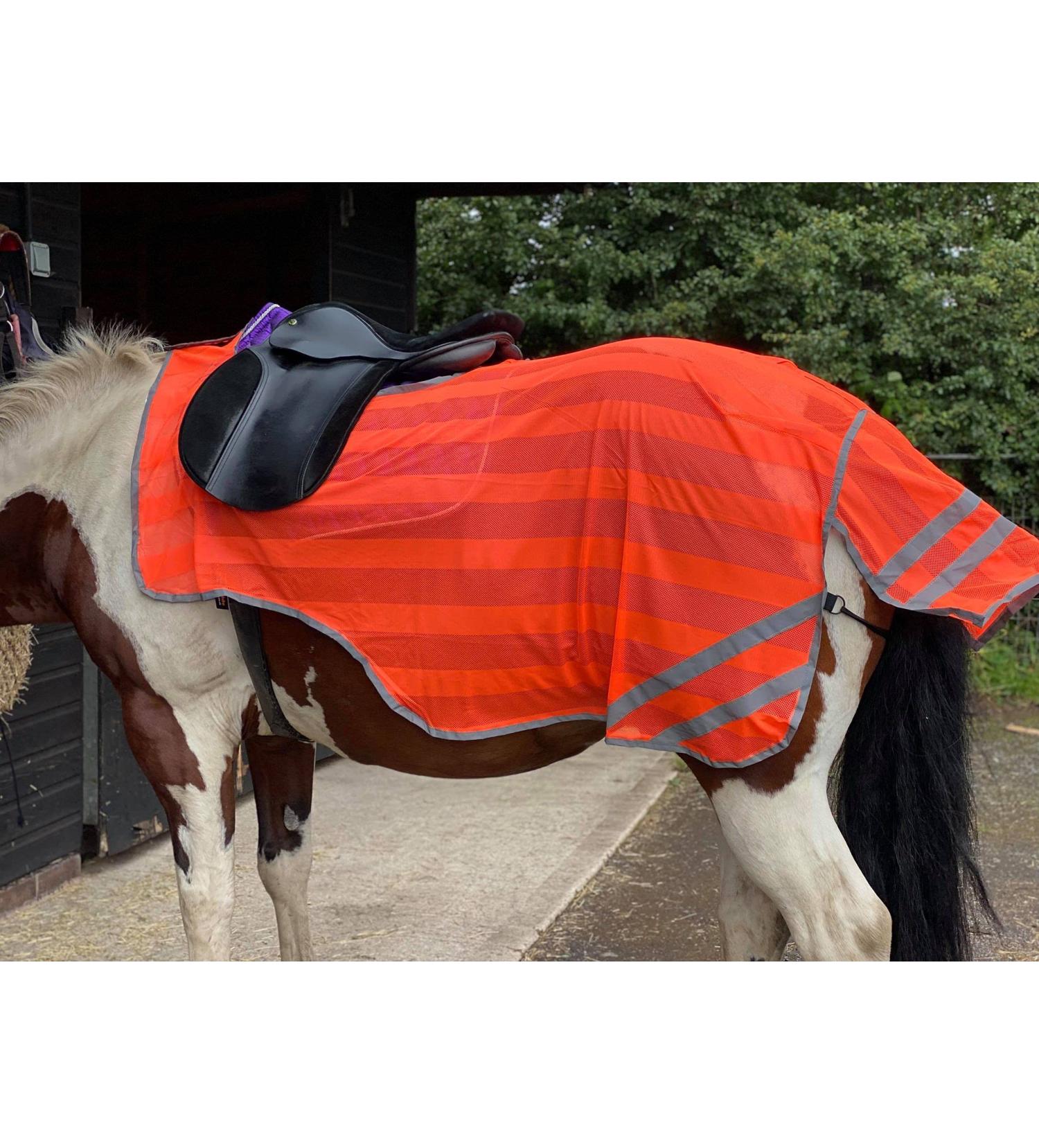 Equipride Reflex Hint Exercise Rug High Visibility Quarter Cloth Saddle Split Full/Cob/Pony Neon Orange (Full) Full Size