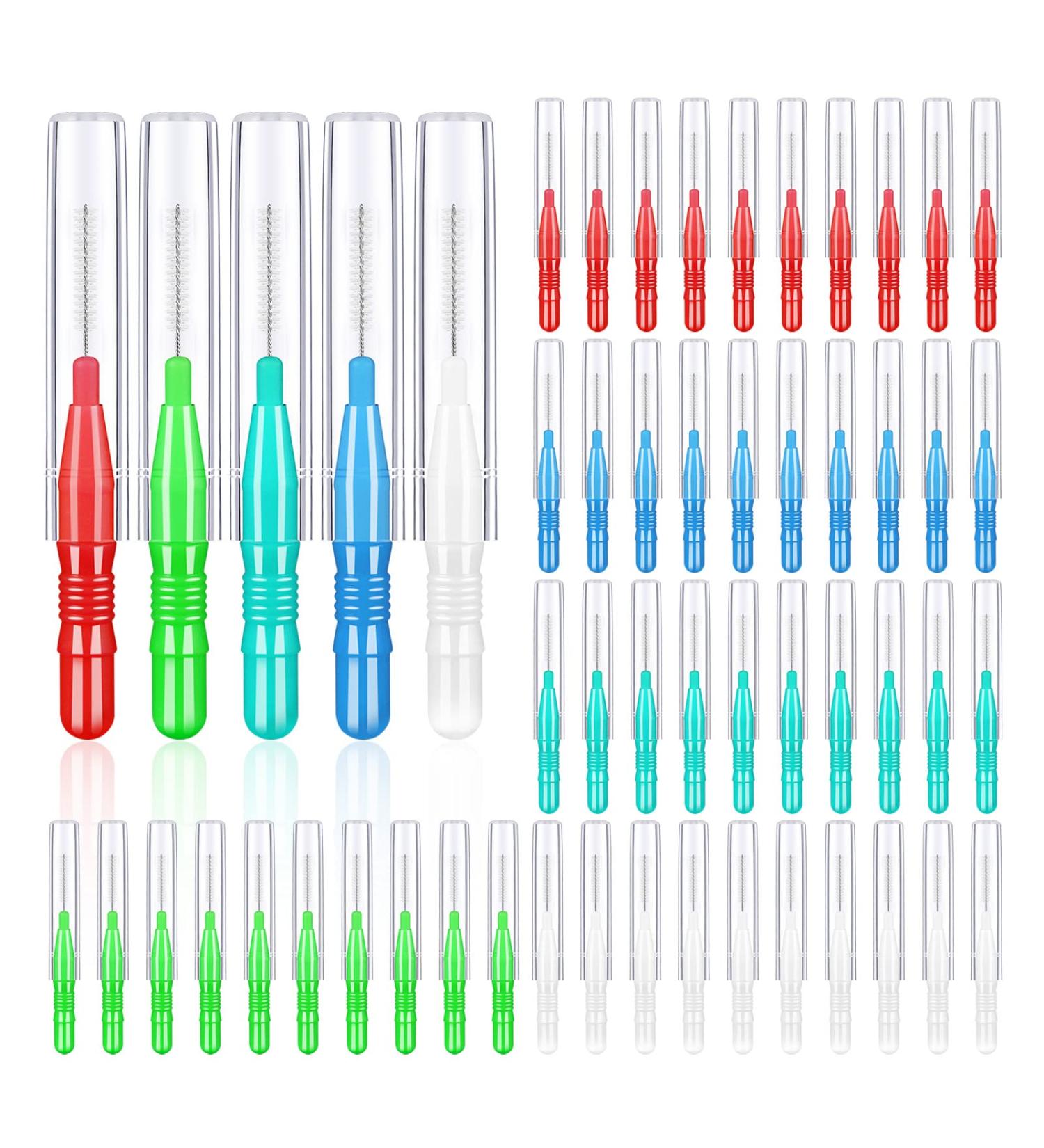 50-Piece Interdental Brushes Set for Effective Teeth Cleaning - 5 Color-coded Dental Floss Brush Toothpick Cleaners - Buy Online on GoSupps.com