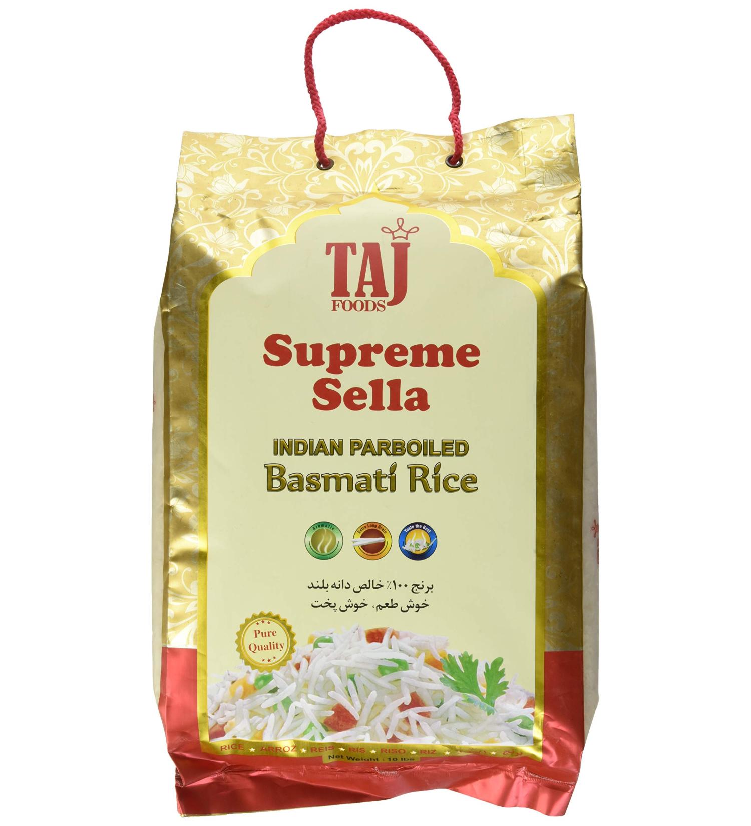 Taj Foods TAJ Supreme Sella Basmati Rice 10 lbs 4.54 kg - Buy Online on GoSupps.com