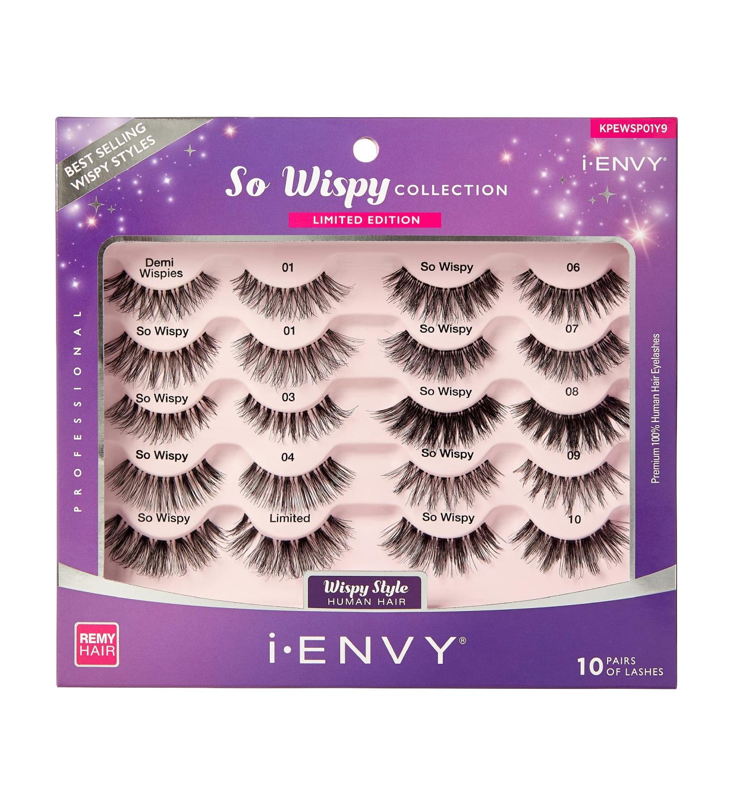 iENVY by KISS So Wispy Collection: 10 Best Natural & Dramatic Wispy Style False Lashes - Human Hair Fake Eyelashes - Buy Online on GoSupps.com