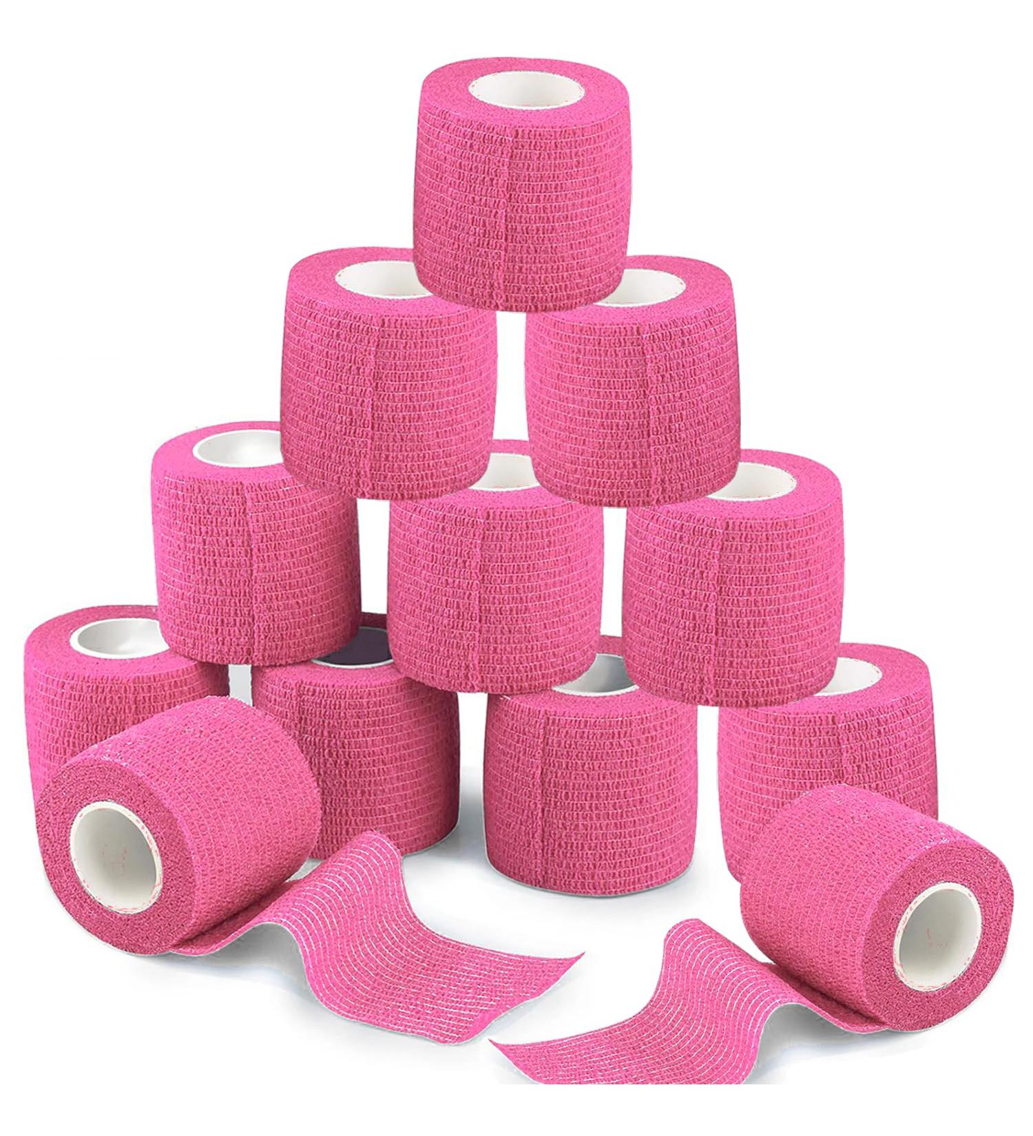 Anampion Self-Adhering Bandage - 12 Rolls (5cm x 4.5m) | Non-Woven Adhesive for Humans & Animals | Flexible Light Pink Bandage for Sports & Swelling - Buy Online on GoSupps.com