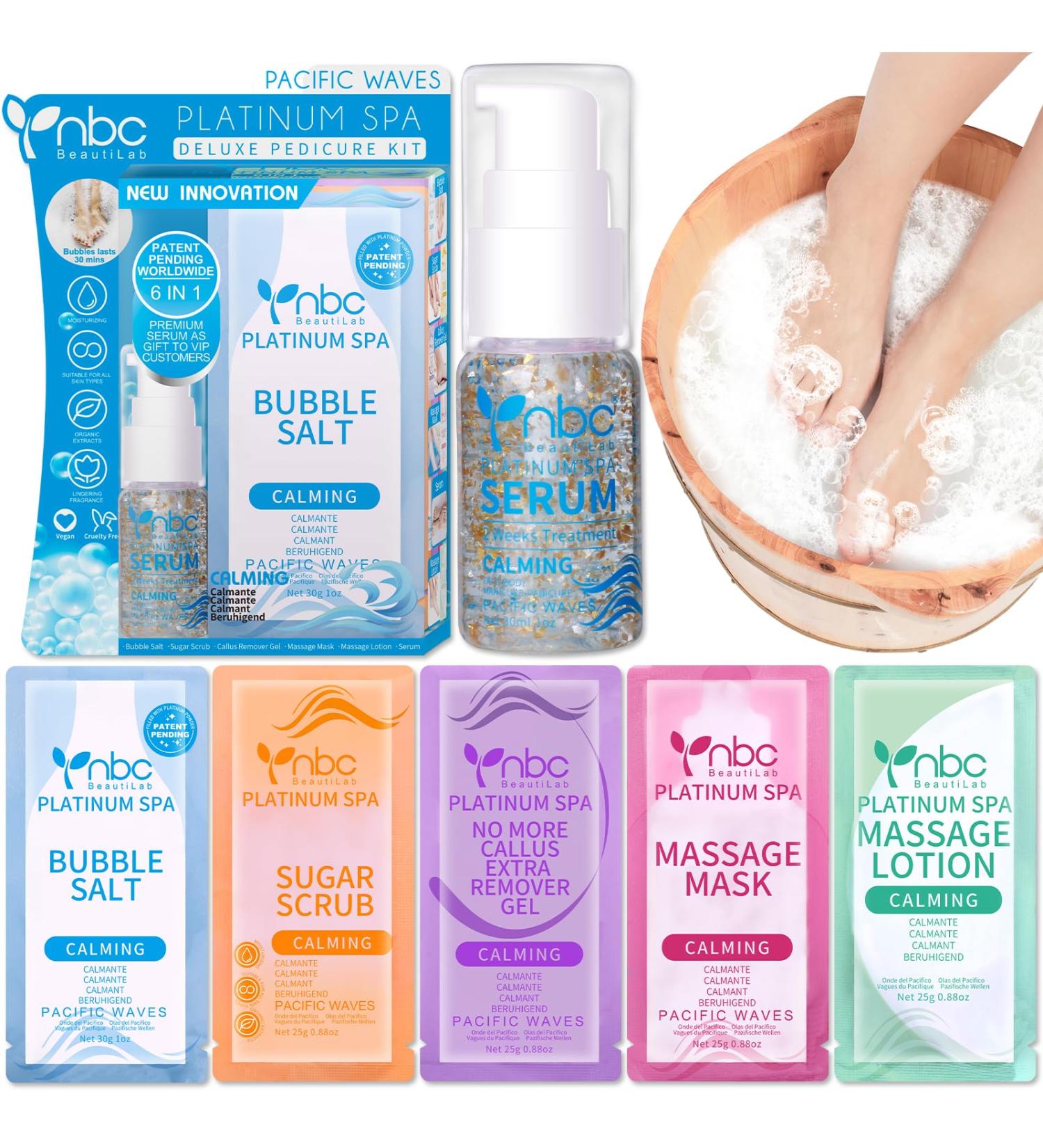 nbc BeautiLab Pedicure Foot Soak Set - Upgraded 6 in 1 Foot Spa Foot Bath Spa Pedicure Kit Foot Soak for Tired & Dry Cracked Feet Athletes Feet and Calluses (Pacific Waves) Lavender - Buy Online on GoSupps.com