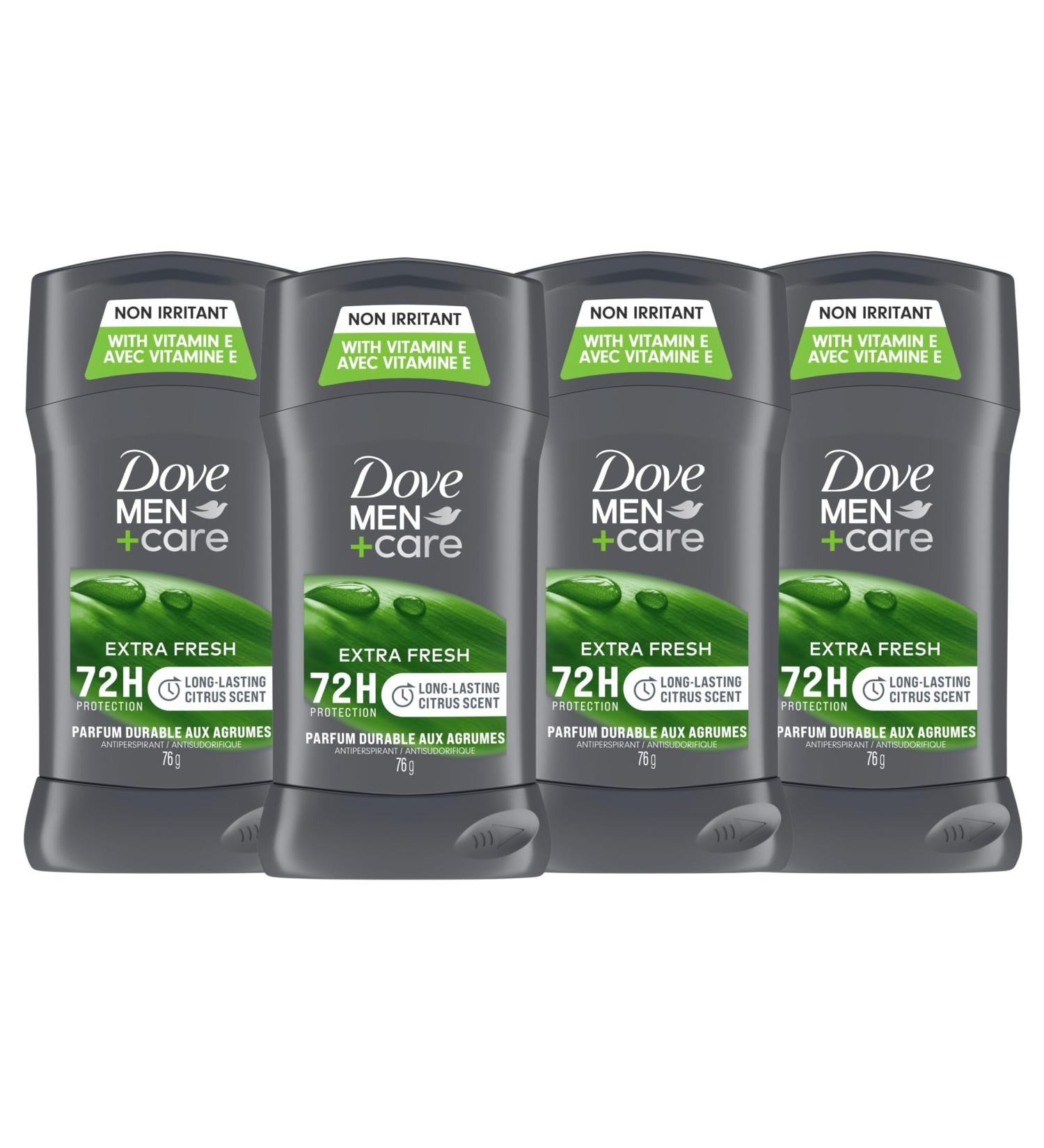 Dove Men+Care Mens Deodorant Antiperspirant Stick for 72h sweat & odour protection Extra Fresh with Triple Action moisturizer to help prevent skin irritation caused by dryness 76g Pack of 4 - Buy Online on GoSupps.com