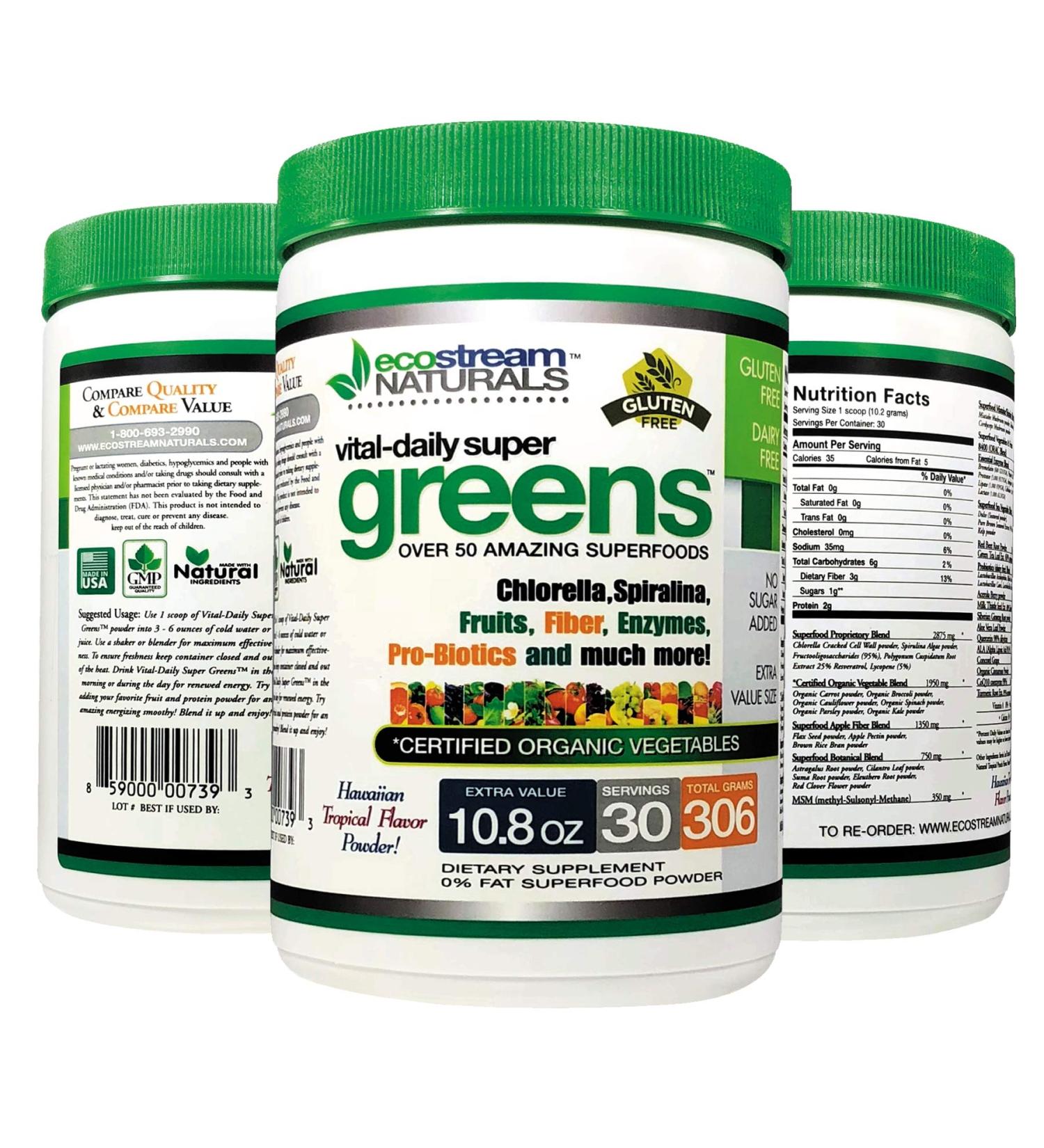 Ecostream Naturals Vital First Daily Greens Superfood Powder - 30 Servings - Buy Online on GoSupps.com