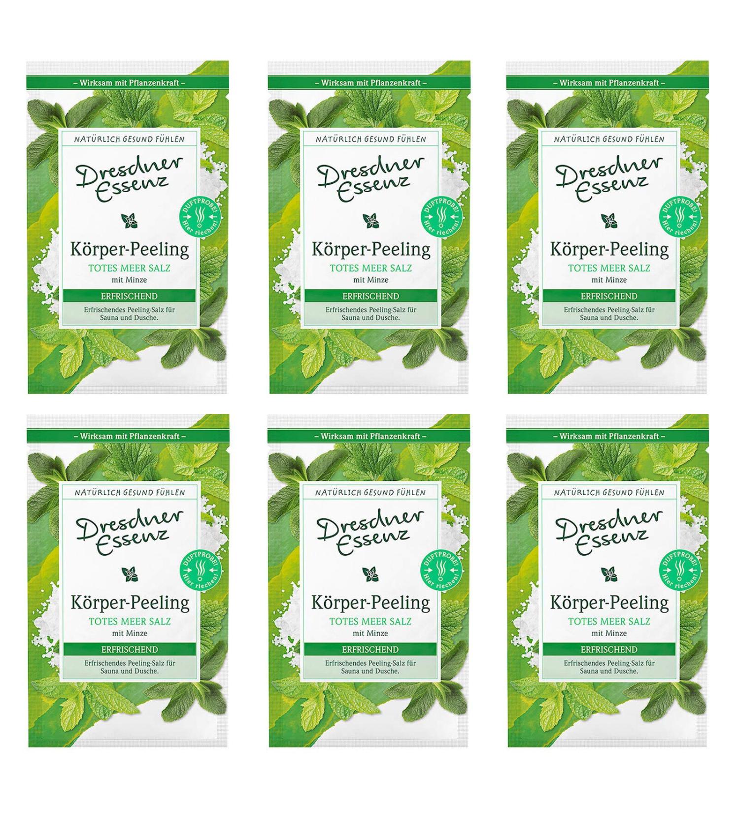 Pack of 6 Dresdner Essence Body Scrub Dead Sea Salt Mint 6 x 50 g Skin Scrub