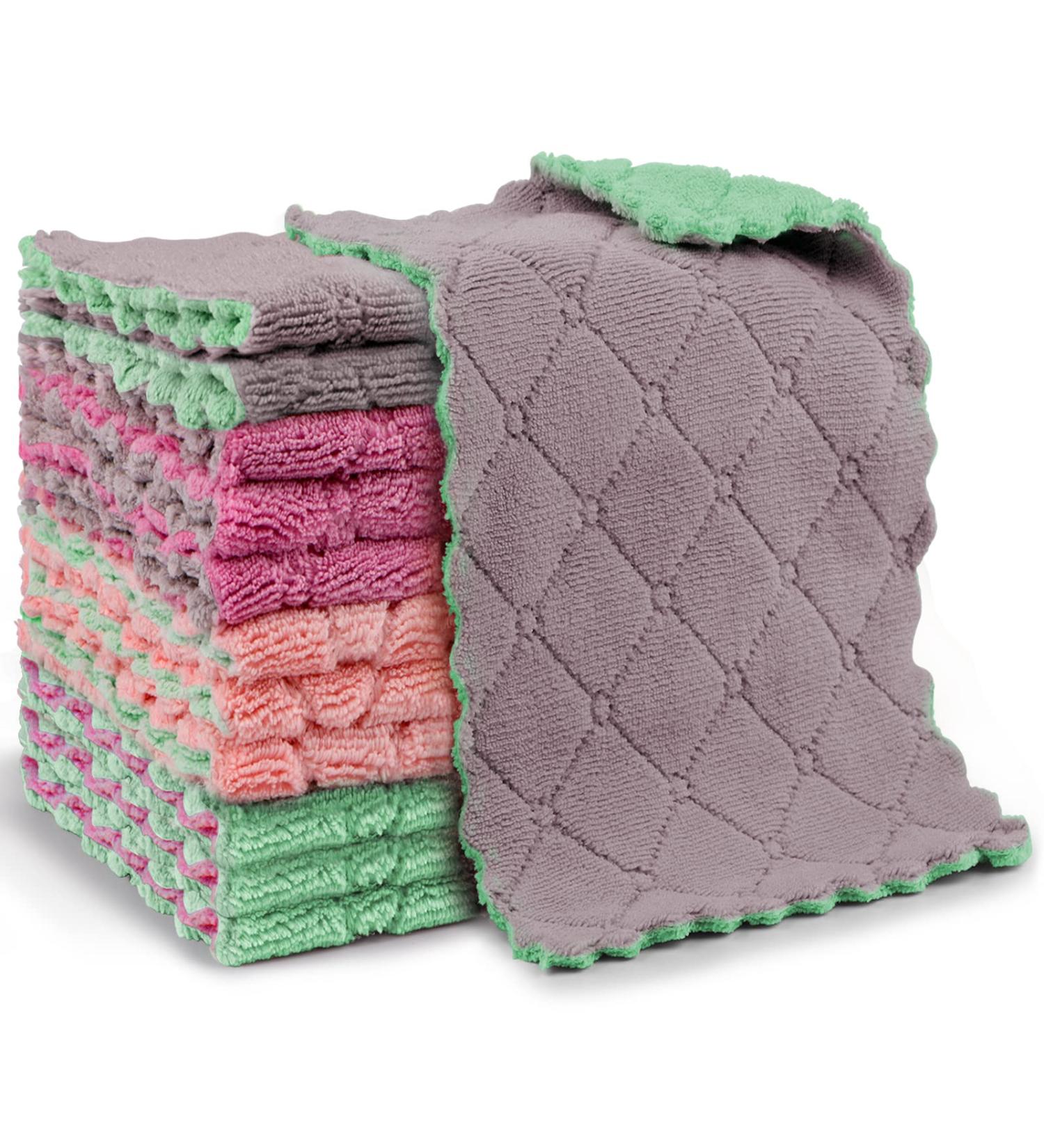 AIDEA Kitchen Dish Cloth 12-Pack - Super Absorbent Coral Fleece Dish Cloths - Premium Microfiber Cleaning Cloths - Fast Drying & Reusable Dish Rags - Buy Online on GoSupps.com