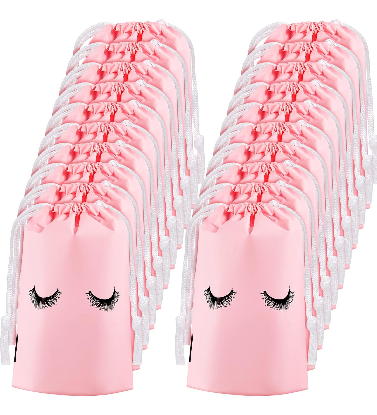 50 Piece Pink Eyelash Aftercare Bags with Drawstring | Cosmetic Toiletry Pouch for Women Girls | Makeup Travel Supplies - 5 x 7 Inches - Buy Online on GoSupps.com