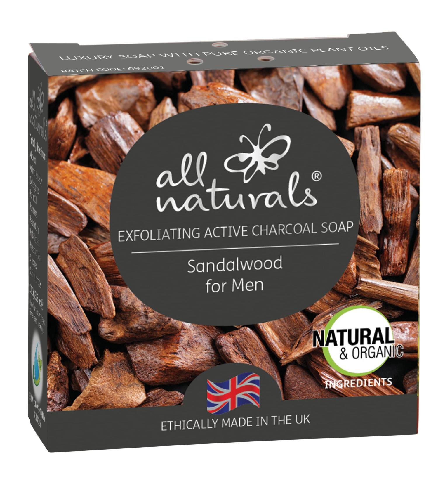 Men's All Natural Soap Bar with Virgin Coconut Oil and Cocoa Butter - Sandalwood Scent | Organic Hand, Face, and Body Wash 100g - Buy Online on GoSupps.com