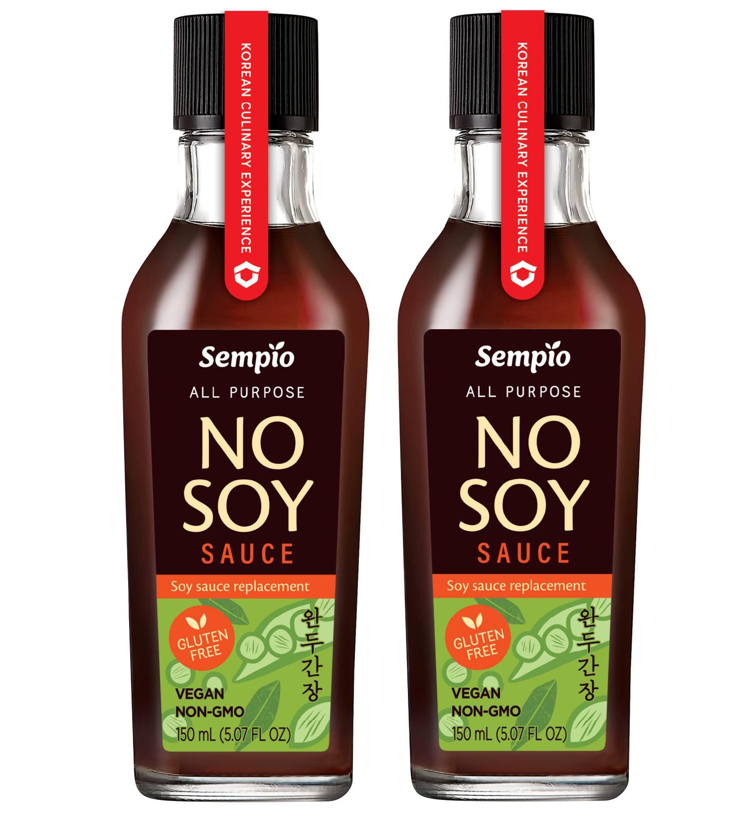 SEMPIO NO-SOY SAUCE - All-Purpose Seasoning Soy Sauce Alternative Multi-purpose condiment made with peas and pea protein instead of soybeans Gluten-free NON-GMO VEGAN (5.1 Fl oz Pack of 2) - Buy Online on GoSupps.com