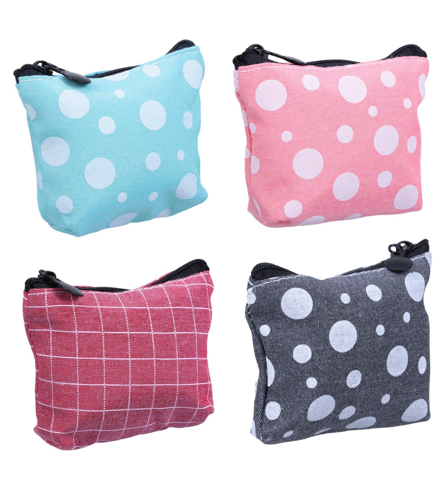 Healifty Canvas Makeup Bags 4Pcs Menstrual Pad & Sanitary Napkin Pouch Set | Travel Cosmetic & Coin Purse Kit for Nursing Pads | Portable Zipper Bag - Buy Online on GoSupps.com