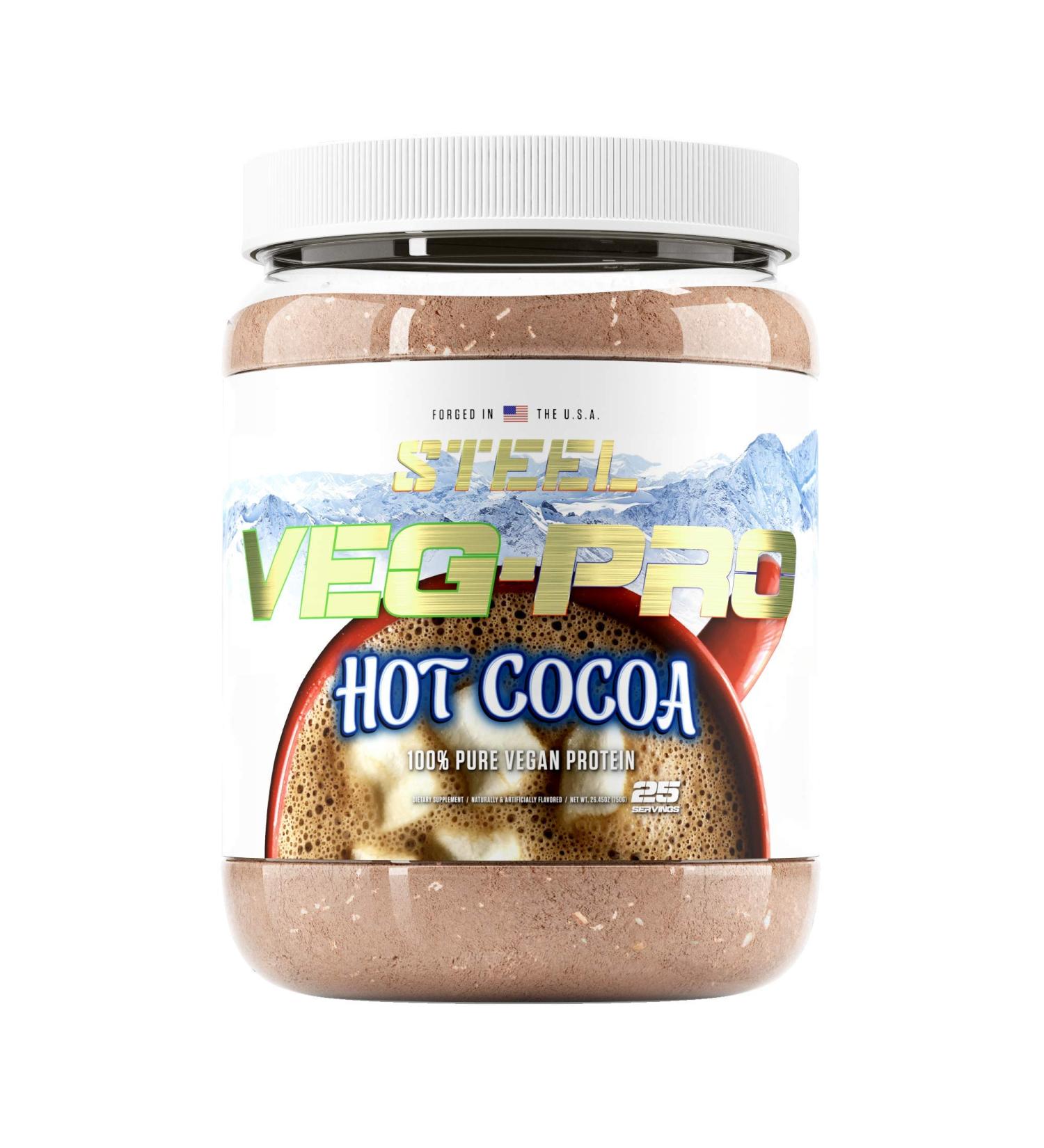 Buy Steel Supplements Veg-PRO Vegan Protein Powder - Hot Cocoa | 25 Servings | Organic Gluten Free Non-Dairy Low Carb BCAA Amino Acid - Buy Online on GoSupps.com