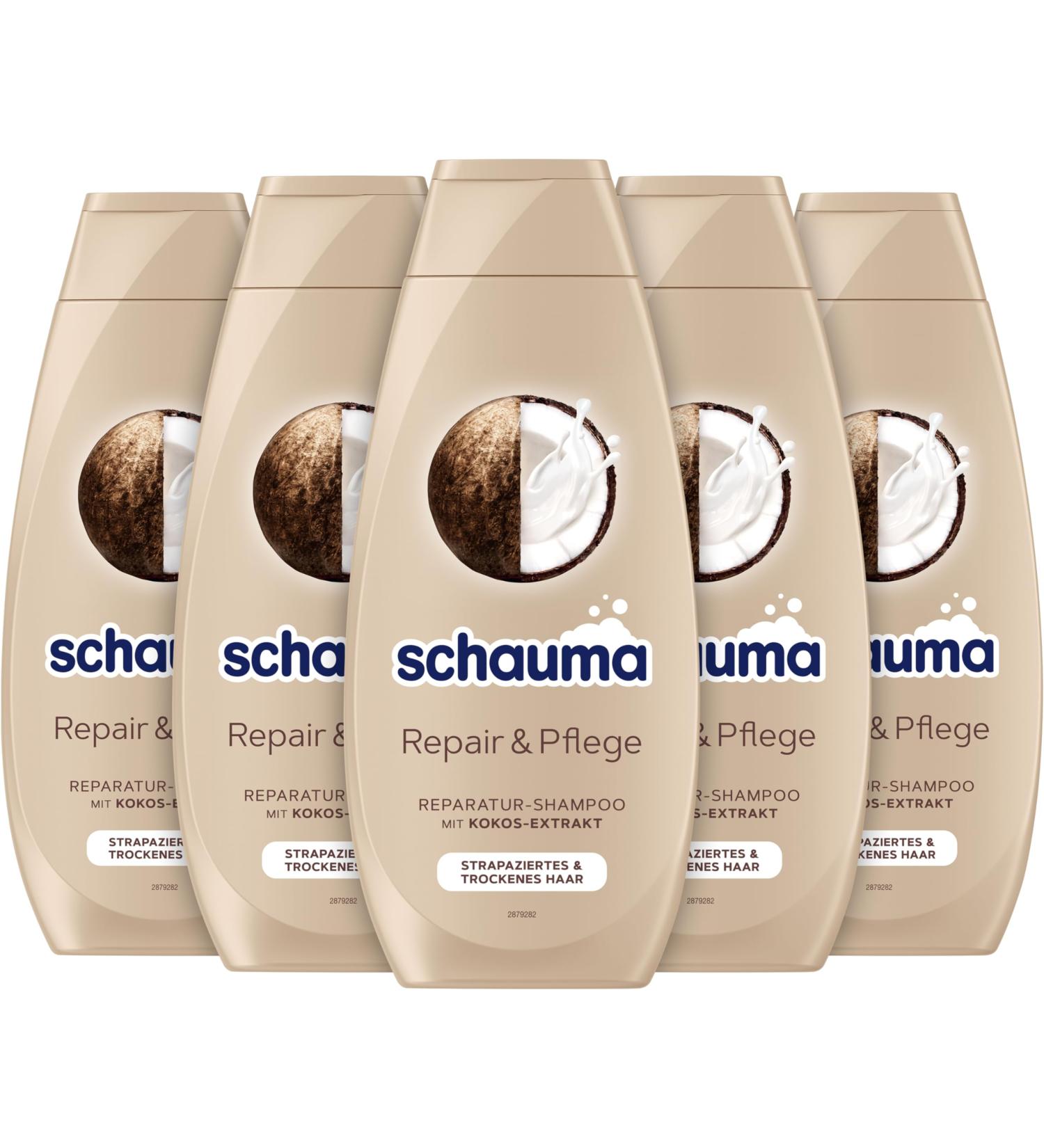  Schauma Schauma Schwarzkopf Repair and Care Shampoo (5 x 400 ml) Smoothes and Repairs Hair Structure Repair Shampoo for Damaged and Dry Hair with Coconut Extract - Buy Online on GoSupps.com